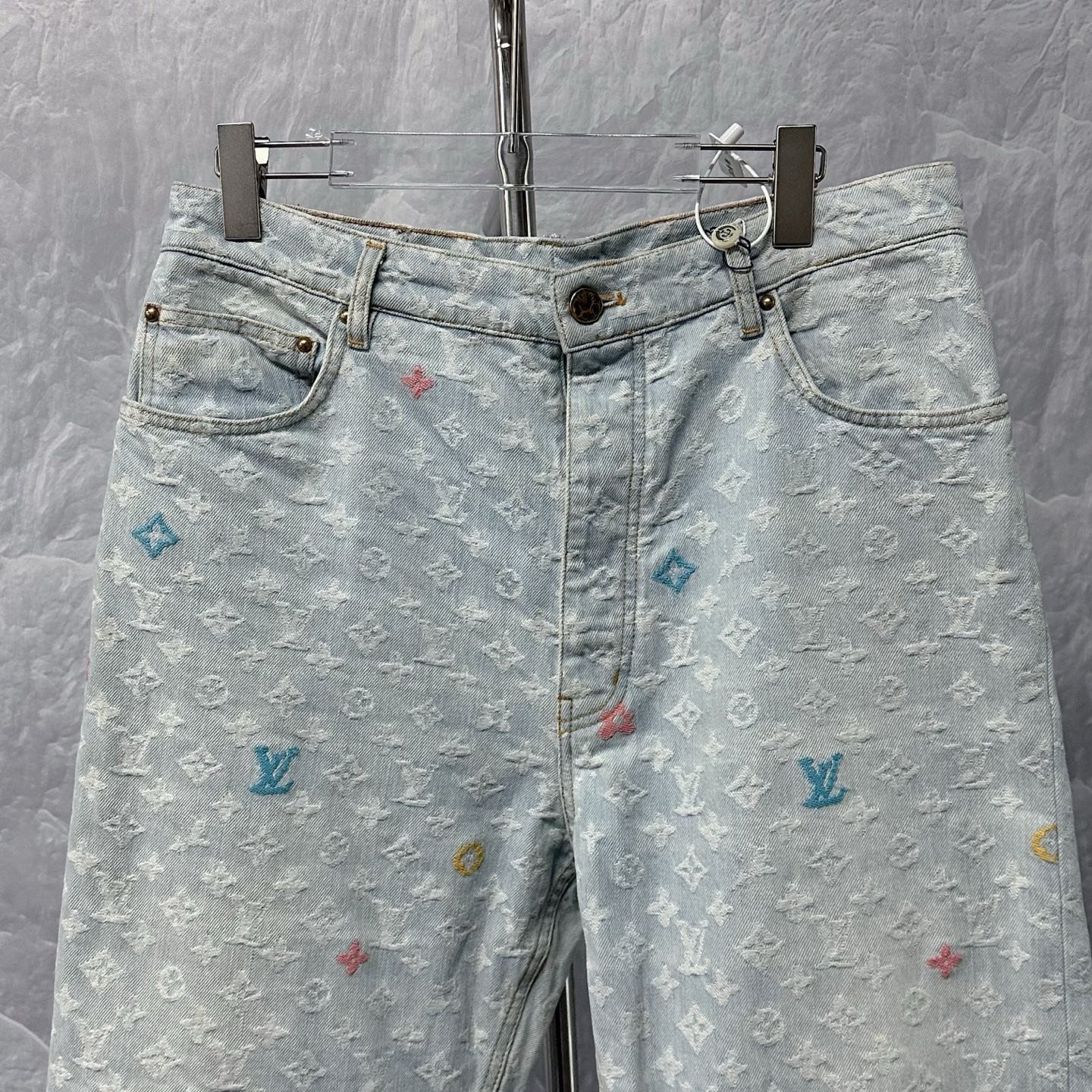 Louis Vuitton FW24 Tyler All-Over Logo Denim Pants — front