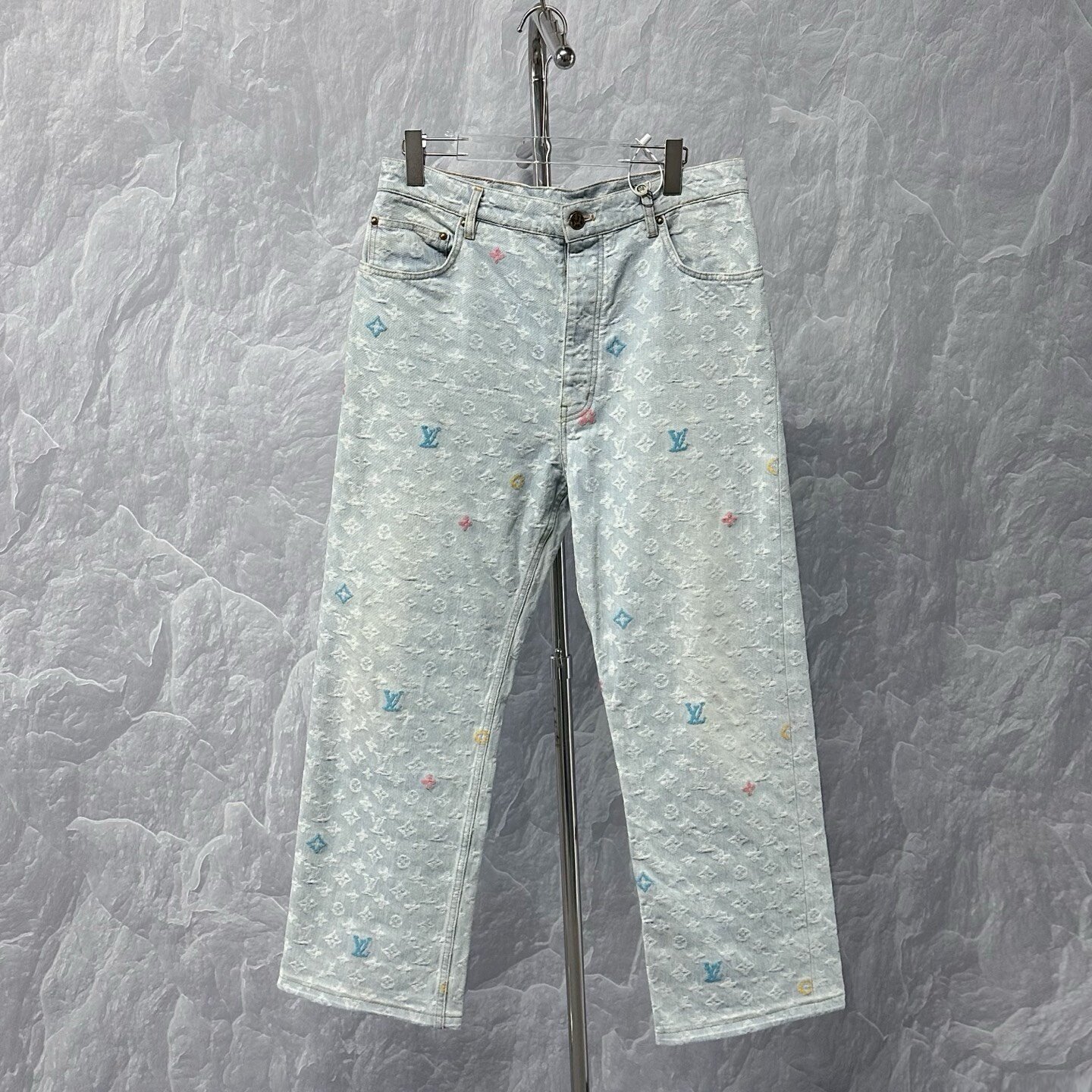 Louis Vuitton FW24 Tyler All-Over Logo Denim Pants