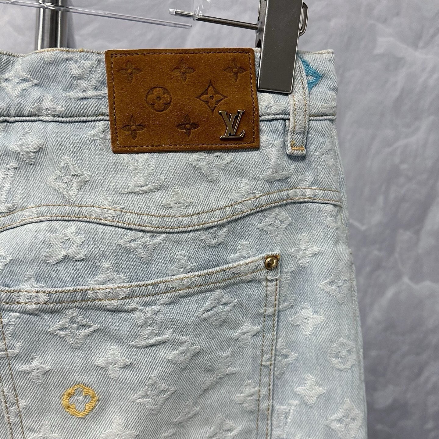Louis Vuitton FW24 Tyler All-Over Logo Denim Pants — detail
