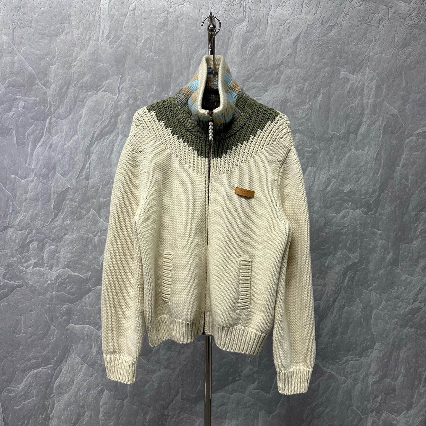 Louis Vuitton SS26 Zip Intarsia Sweater — front