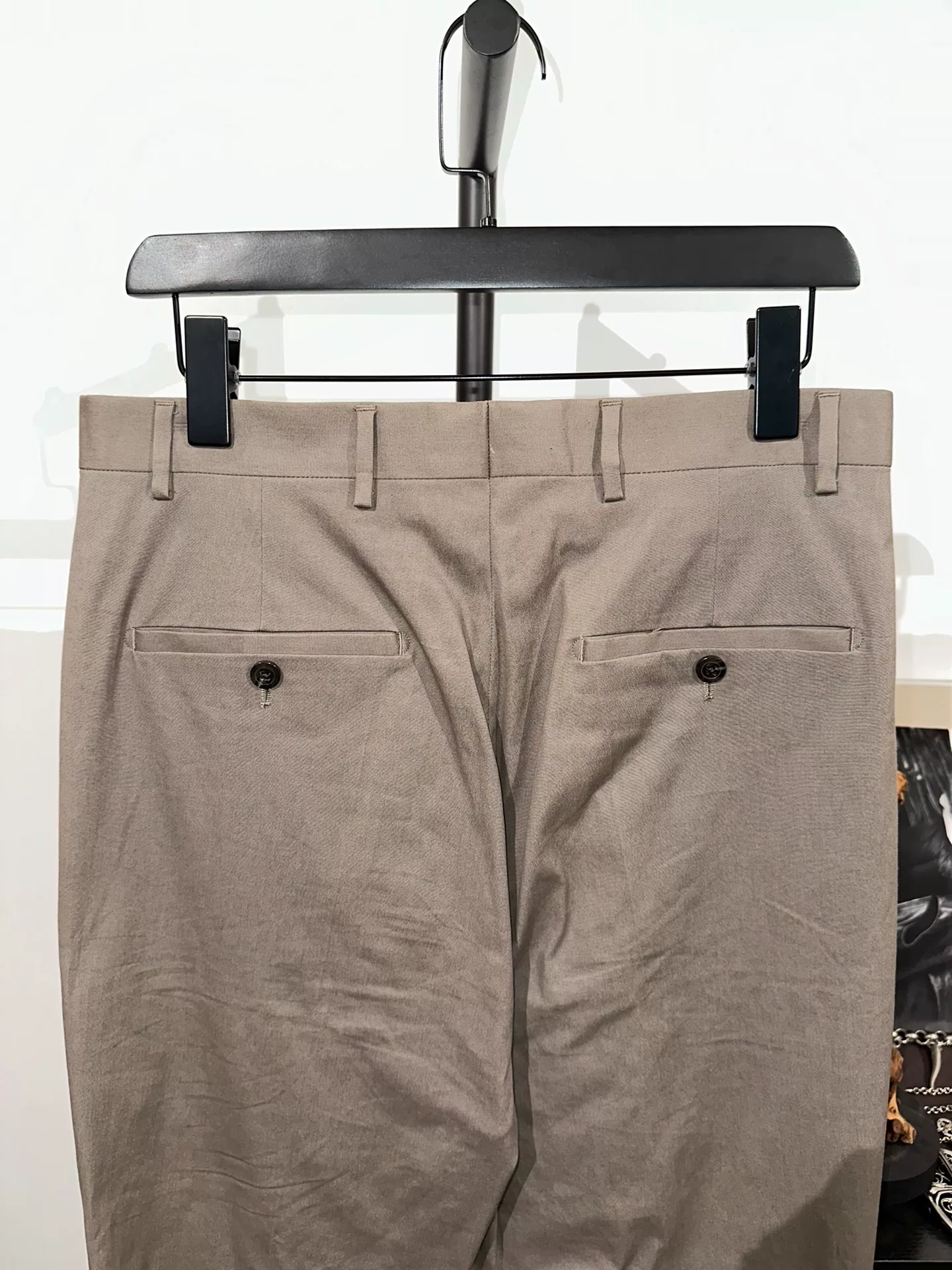 Rick Owens Grayish-Brown Straight-Leg Cropped Pants — back