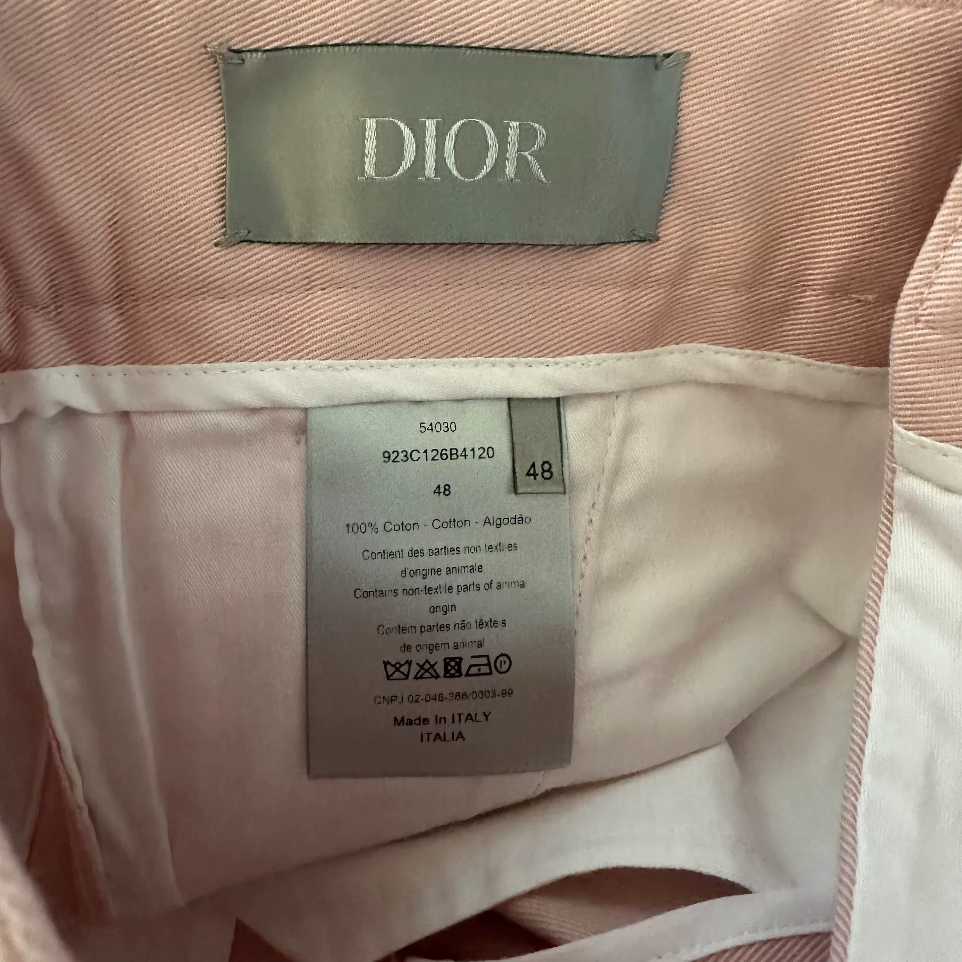Dior 19ss Light Pink Cuffed Casual Pants — label