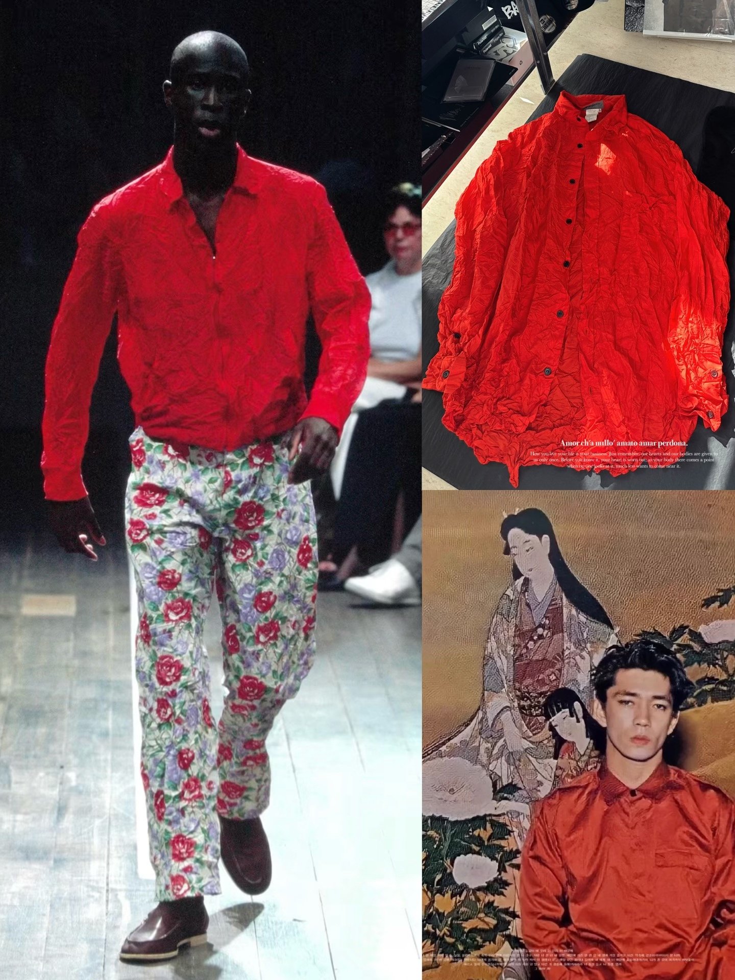 Yohji Yamamoto 01ss Red Silk Shirt