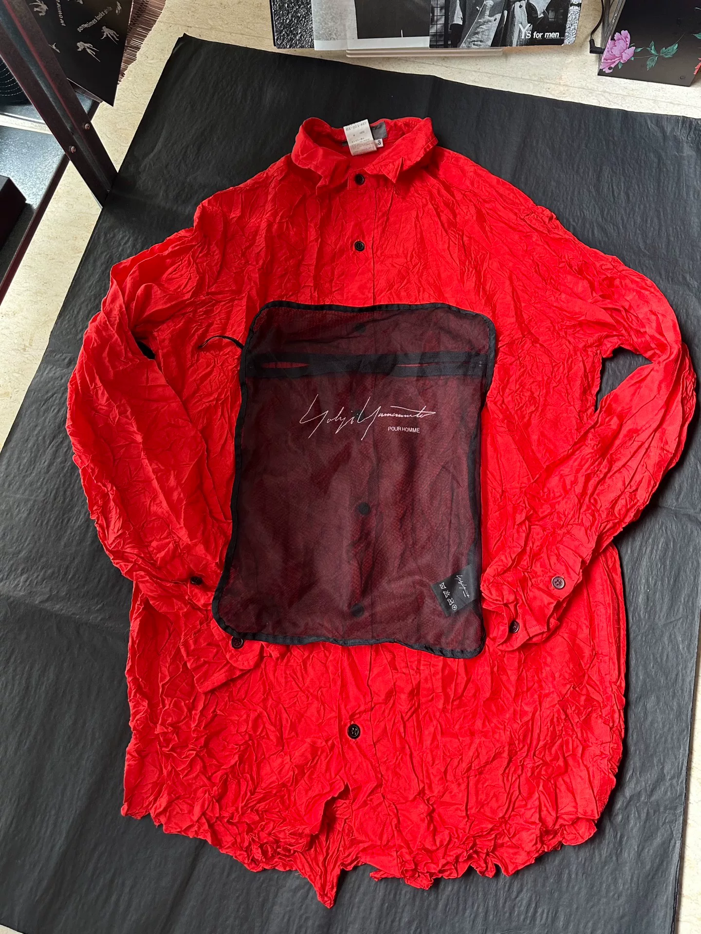 Yohji Yamamoto 01ss Red Silk Shirt — back