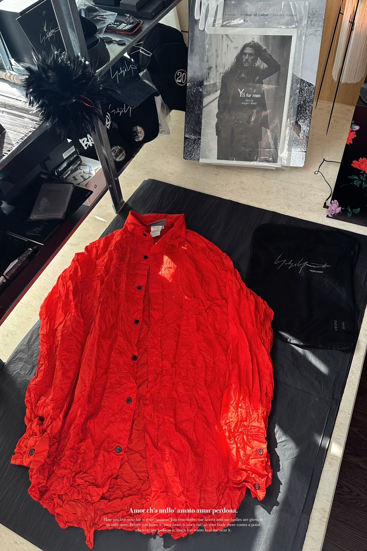 Yohji Yamamoto 01ss Red Silk Shirt — label