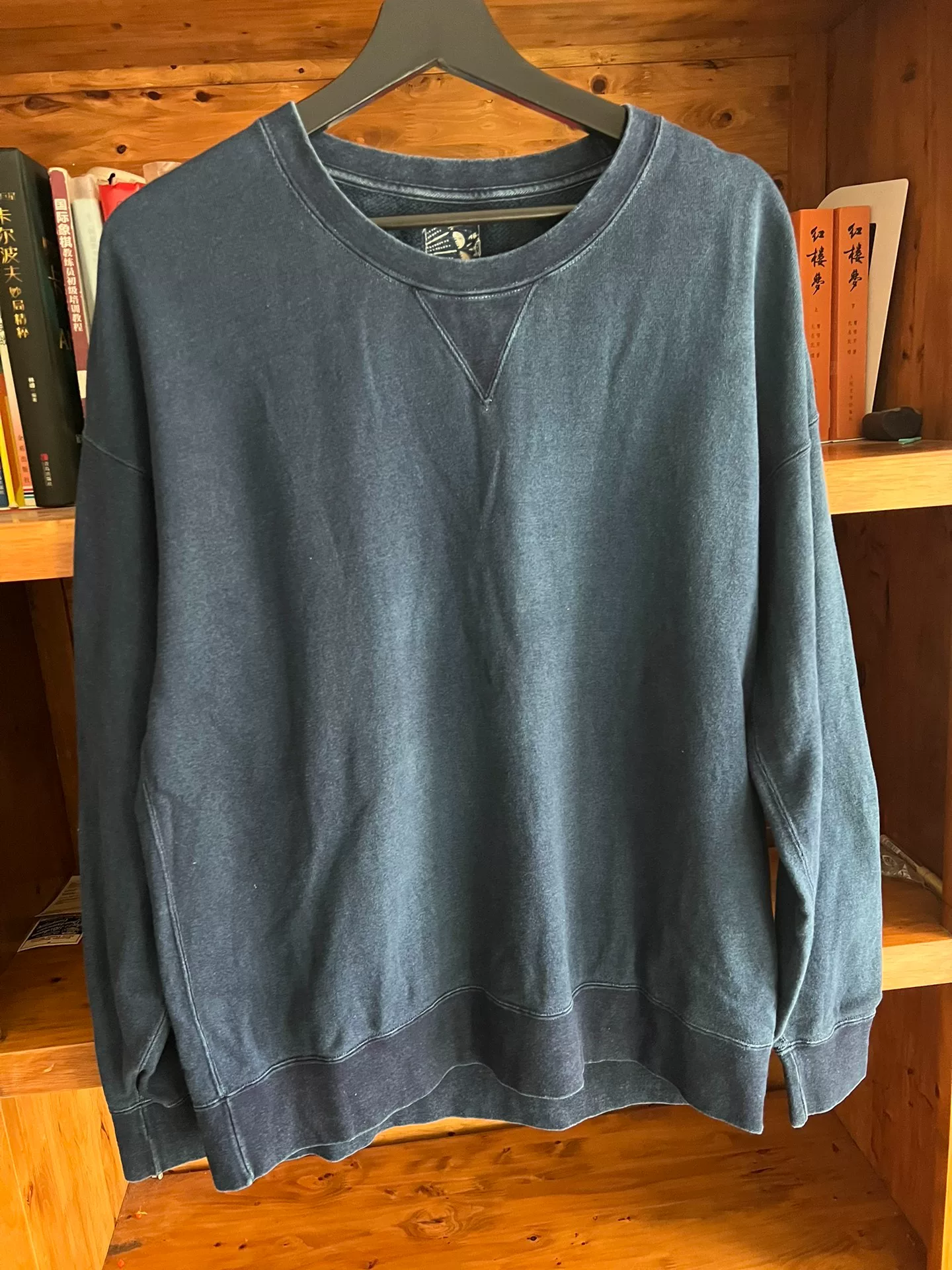 visvim ict 21 Indigo Distressed Crewneck Sweatshirt — front