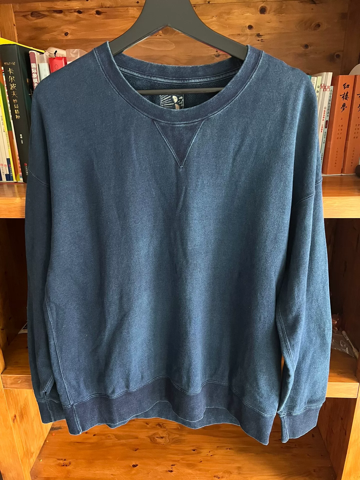visvim ict 21 Indigo Distressed Crewneck Sweatshirt — back