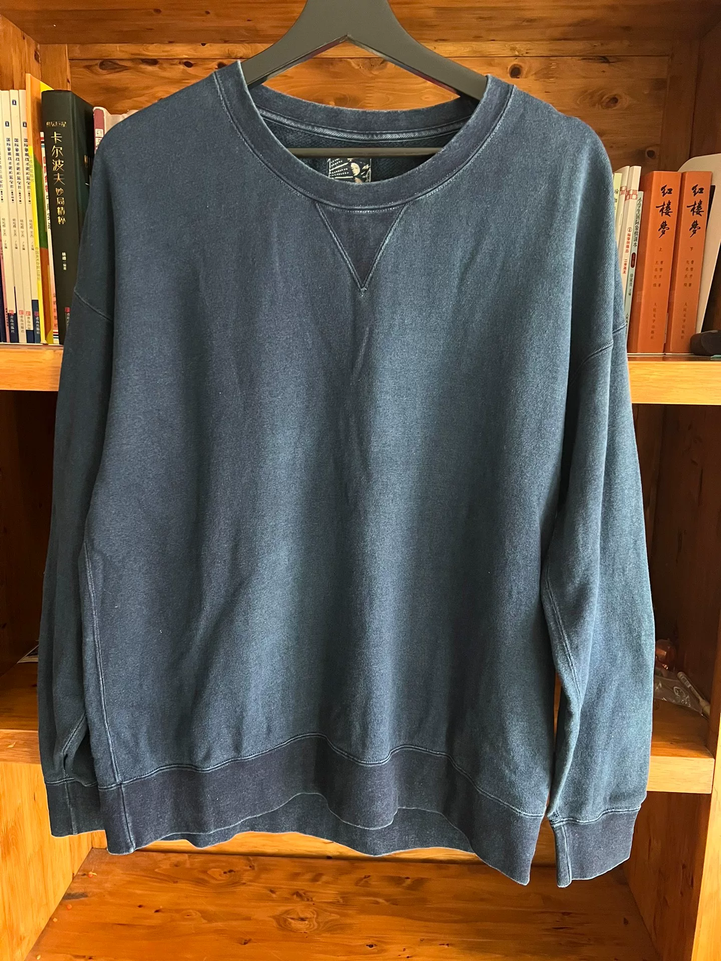 visvim ict 21 Indigo Distressed Crewneck Sweatshirt