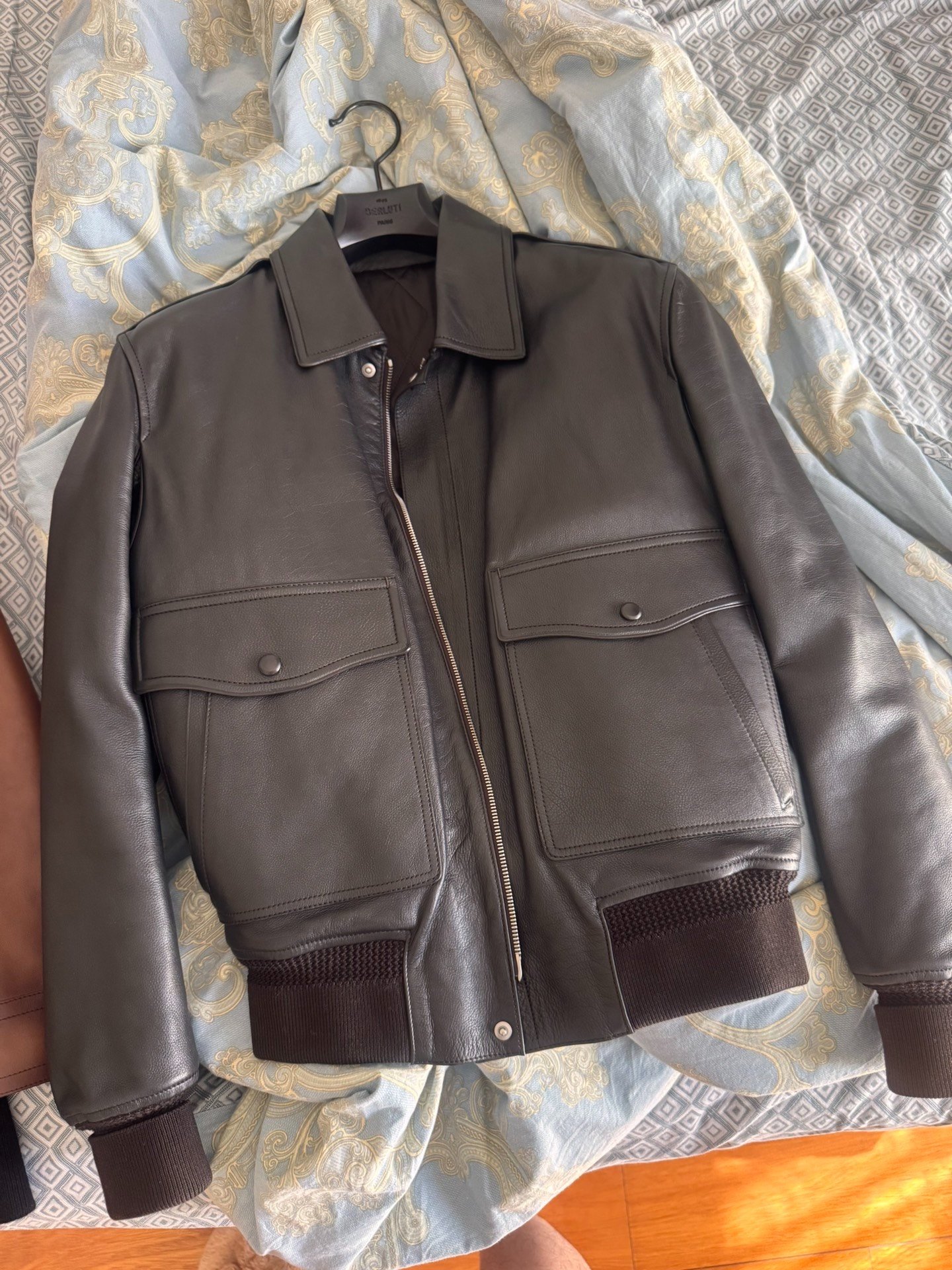 Berluti Black A2 Leather Jacket Size 48