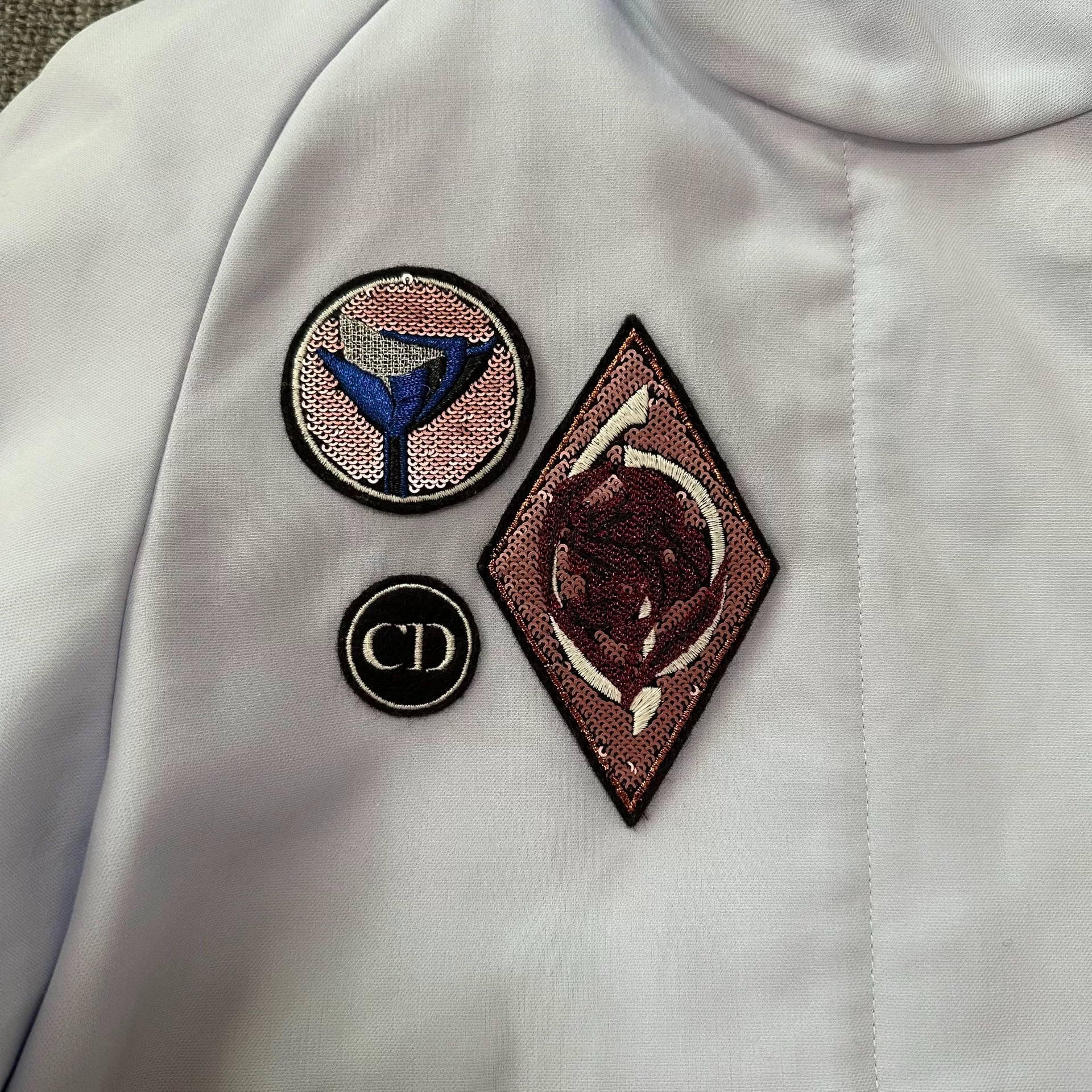 Dior White Hooded Jacket with Patches — front