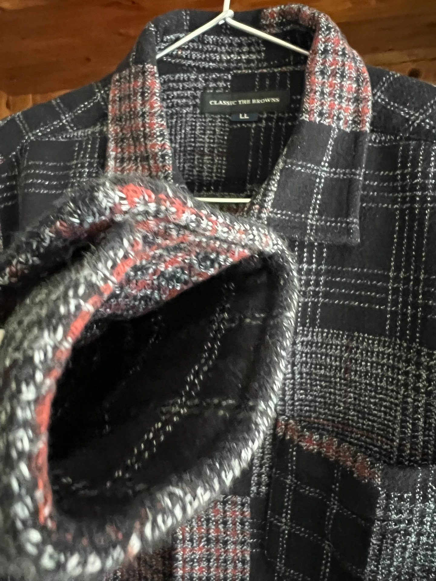 The Browns Plaid Shirt Jacket — label