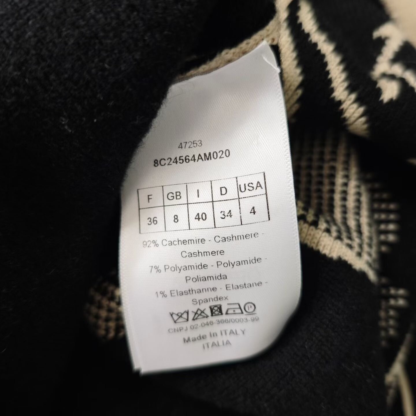 Dior Beige Animal Logo Cashmere Sweater — label