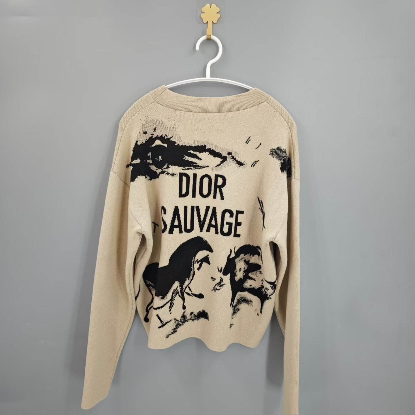 Dior Beige Animal Logo Cashmere Sweater