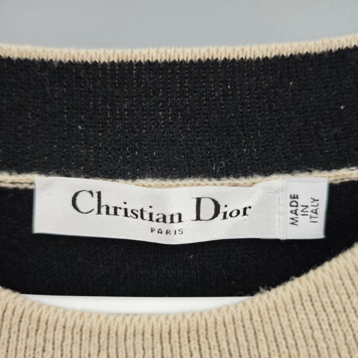 Dior Beige Animal Logo Cashmere Sweater — back
