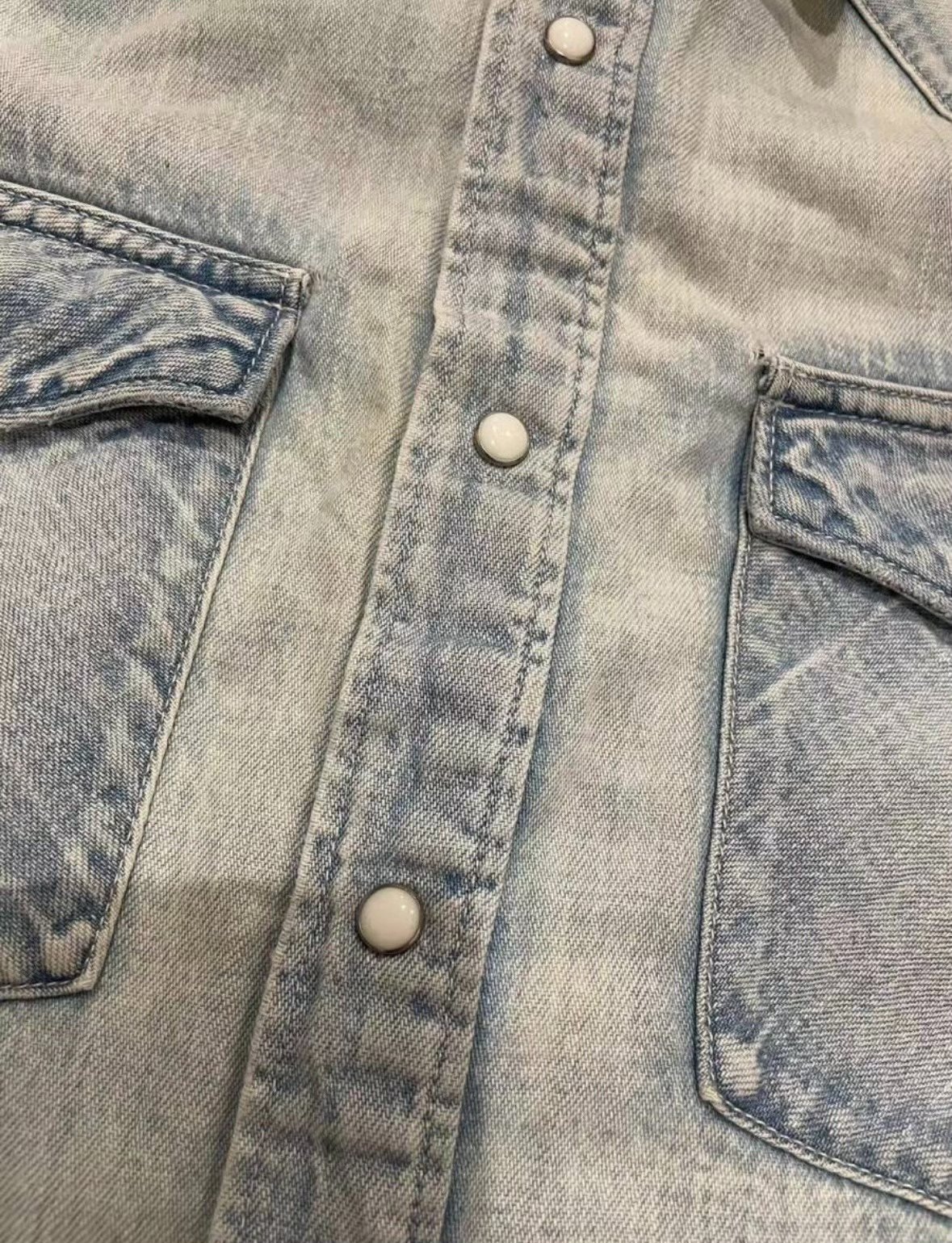 VISVIM SOCIAL DMGD Denim Shirt — detail