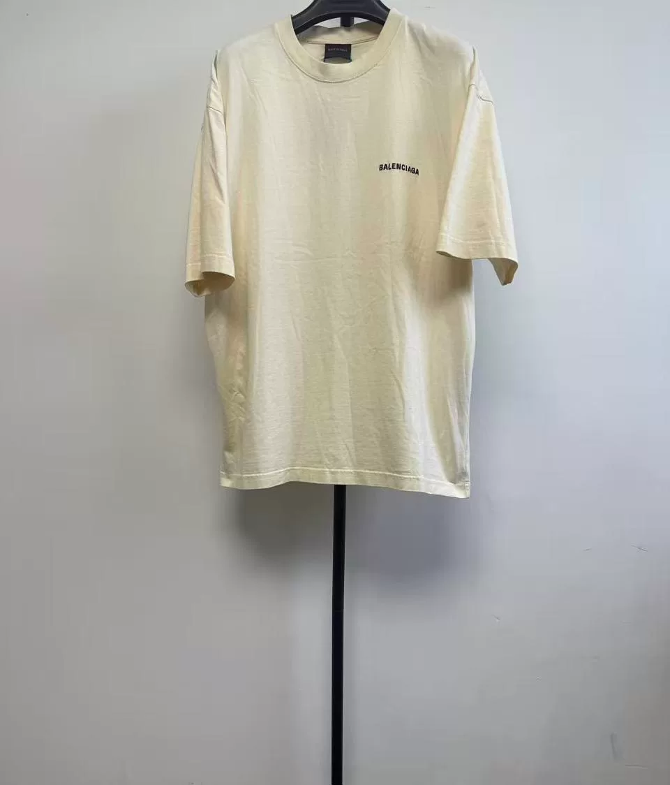 Balenciaga Beige Crew Neck Short-Sleeve T-Shirt