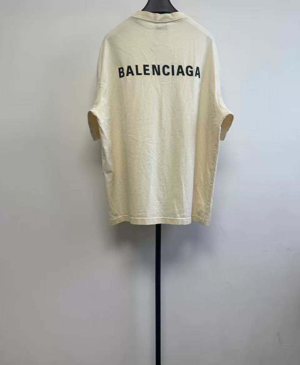 Balenciaga Beige Crew Neck Short-Sleeve T-Shirt — front