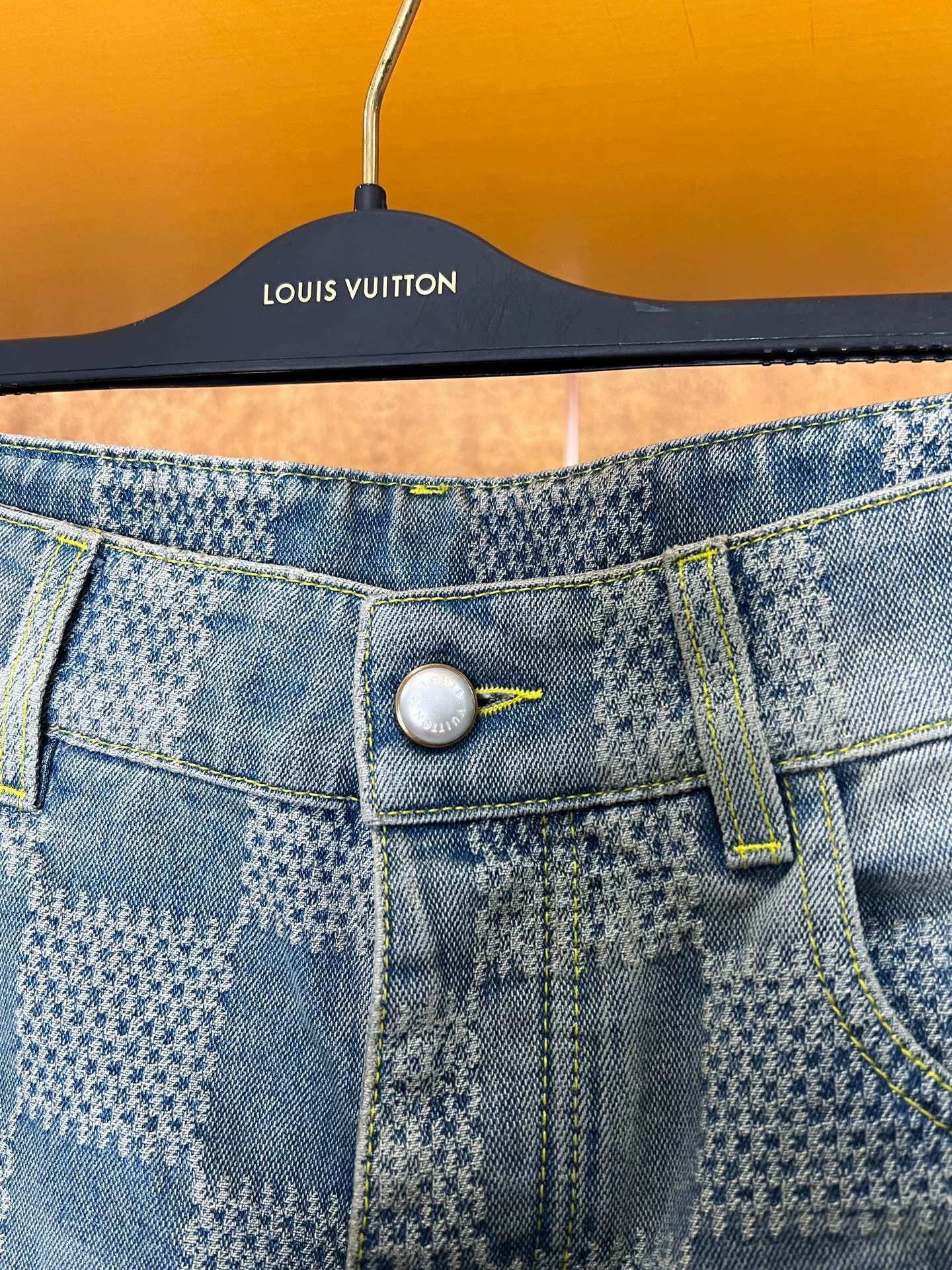 Louis Vuitton Checkerboard Flared Jeans — detail