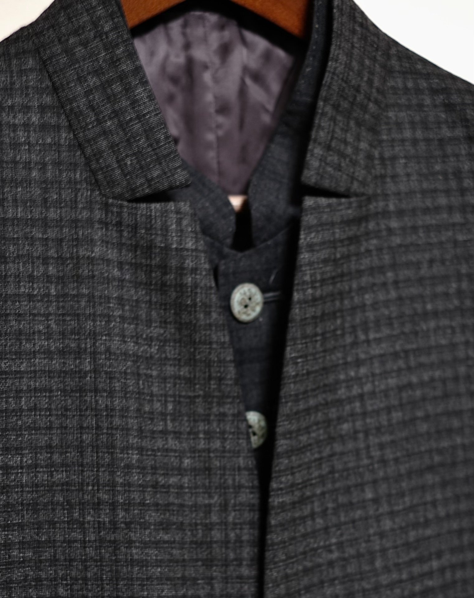 Loro Piana Gray-Black Check Suit Jacket — detail