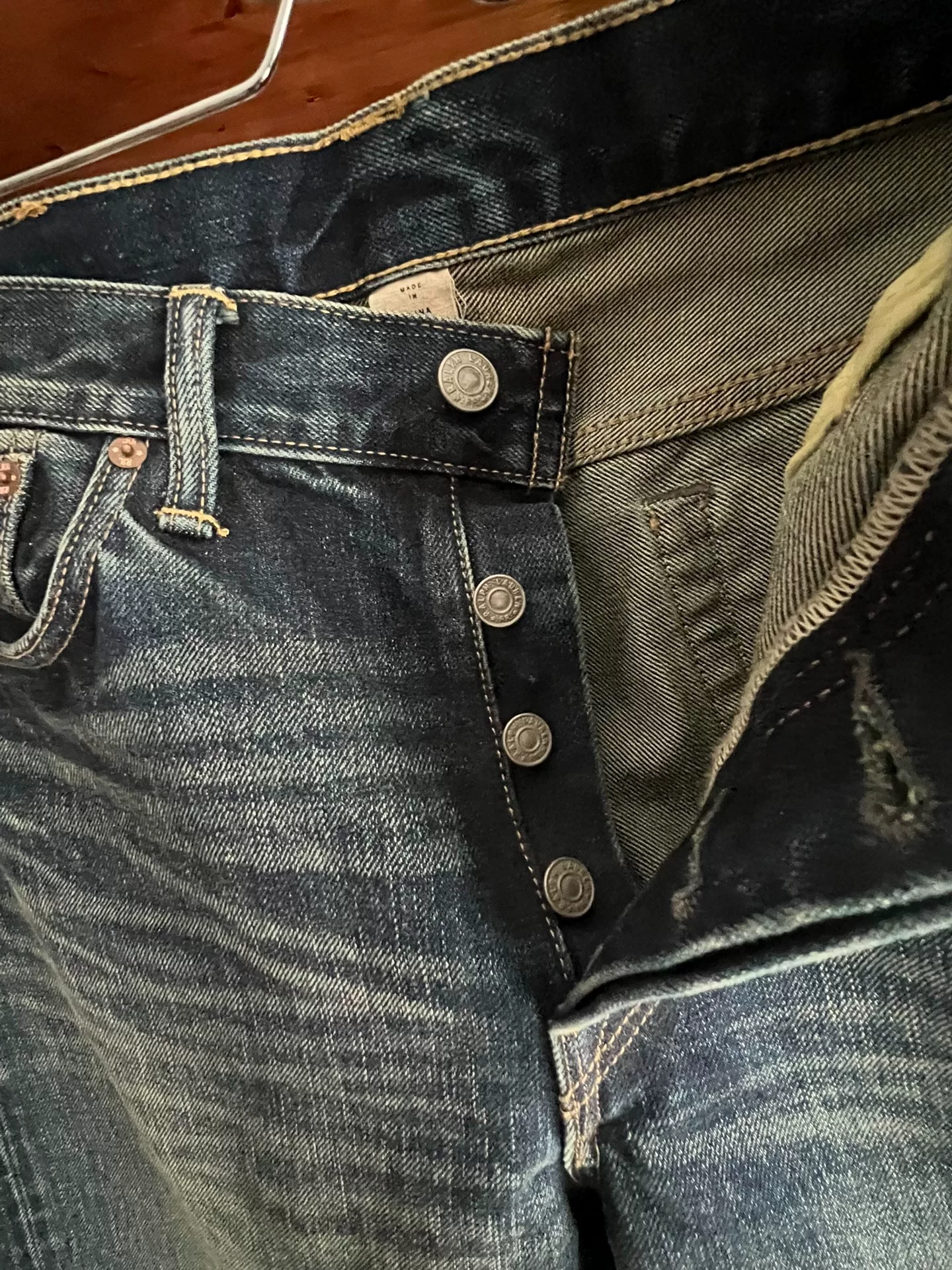 RRL Double RL Slim Selvedge Denim Jeans — label