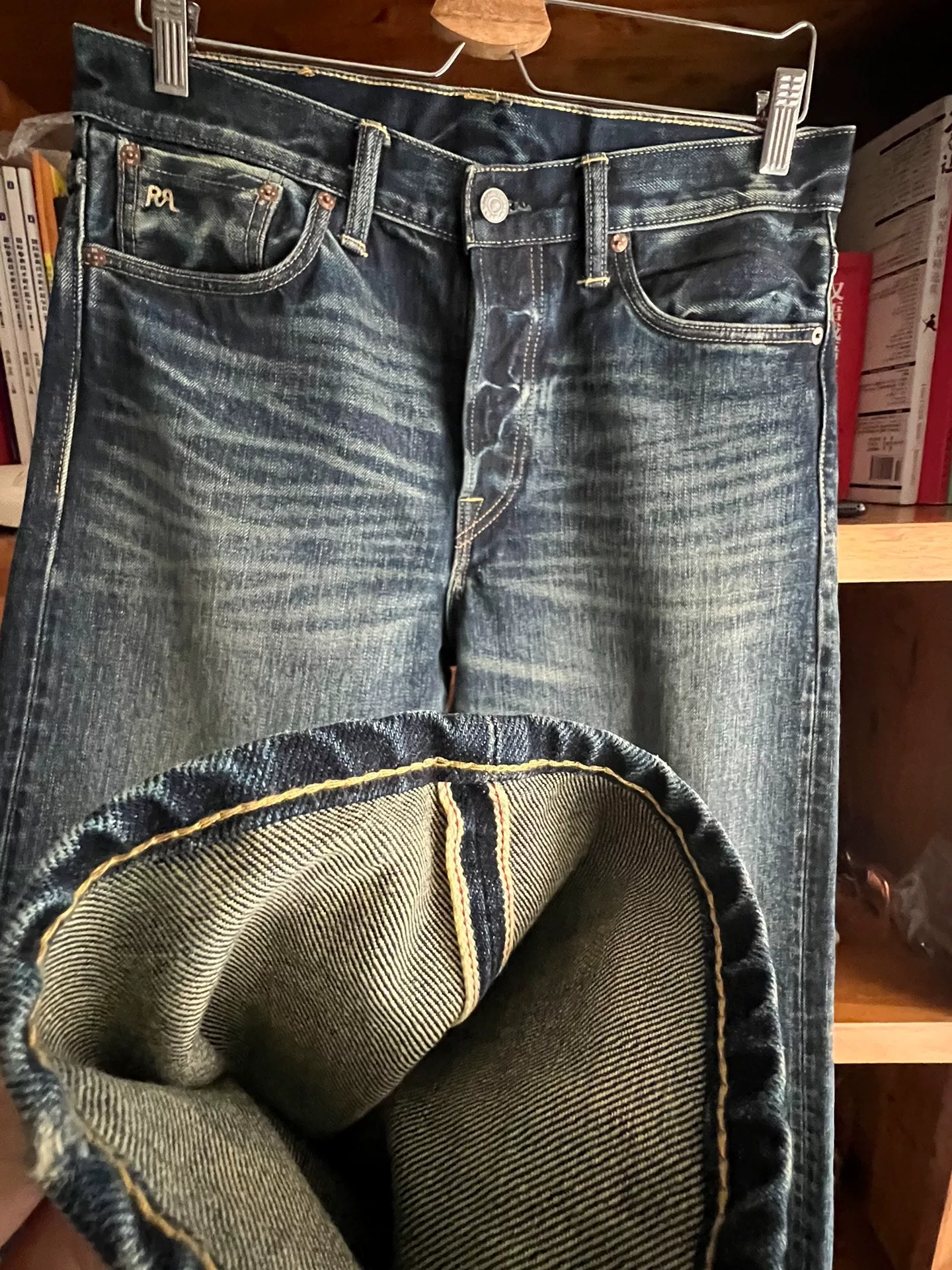 RRL Double RL Slim Selvedge Denim Jeans — back