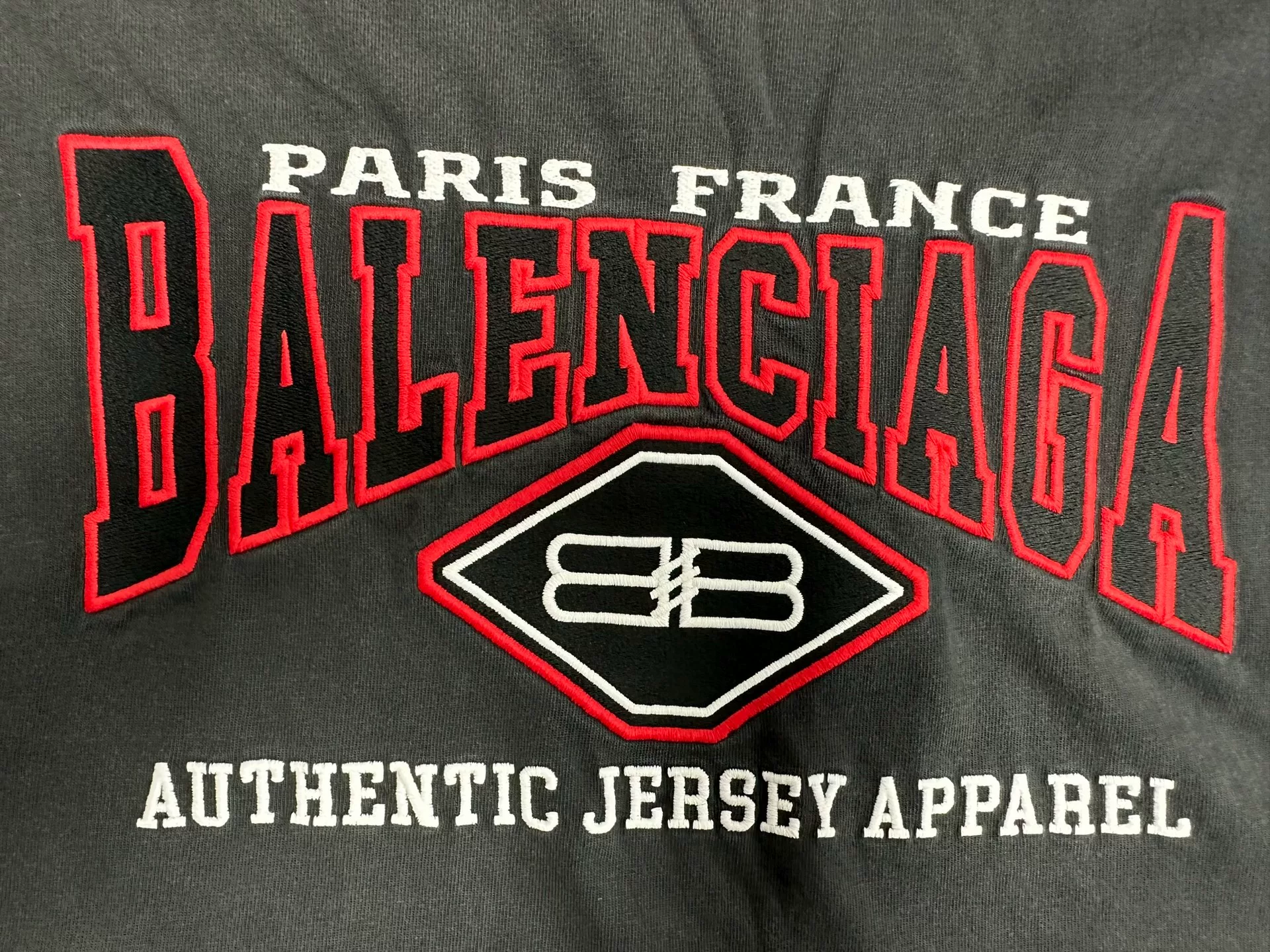 Balenciaga Distressed Print Crew Neck T-shirt — detail