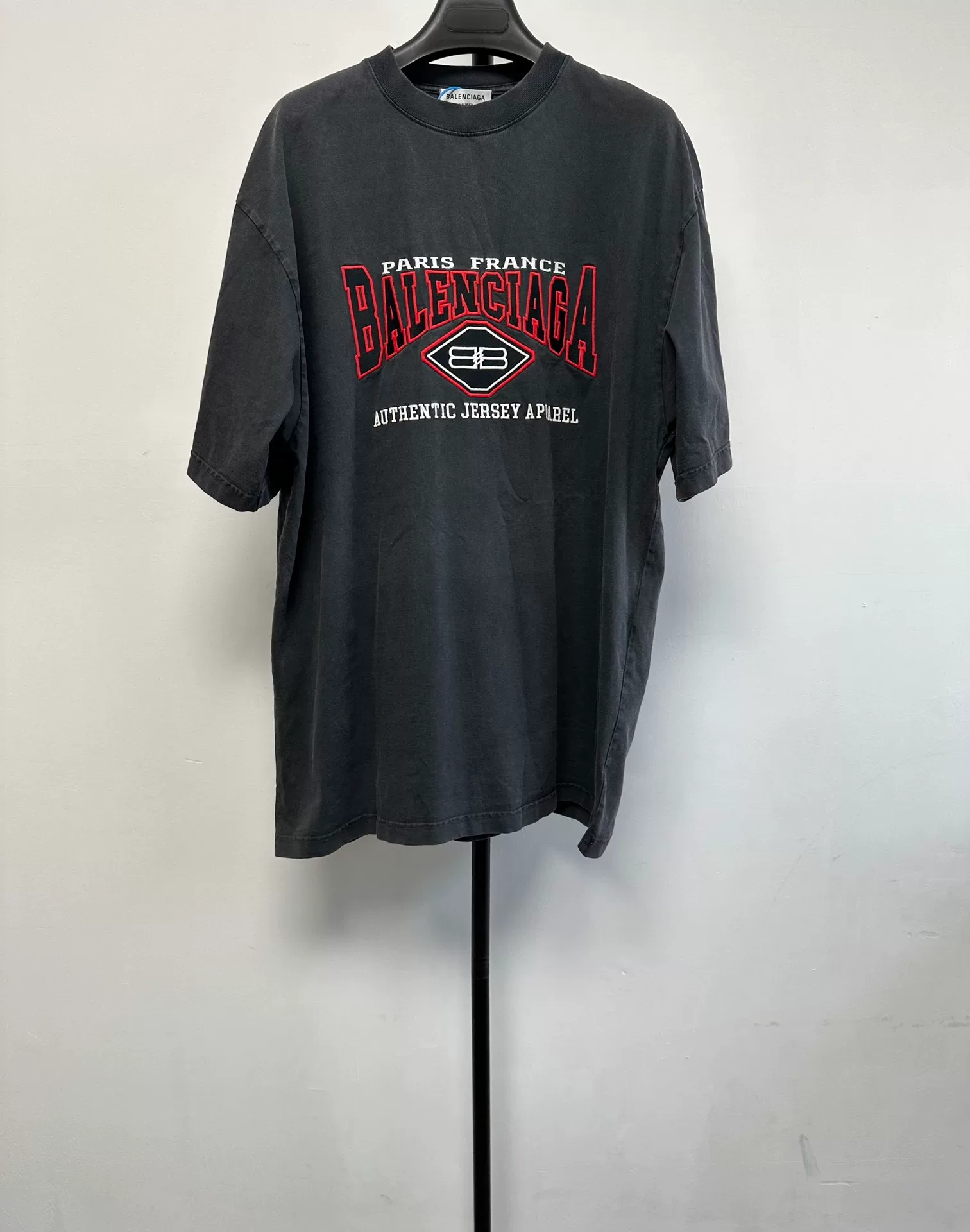Balenciaga Distressed Print Crew Neck T-shirt