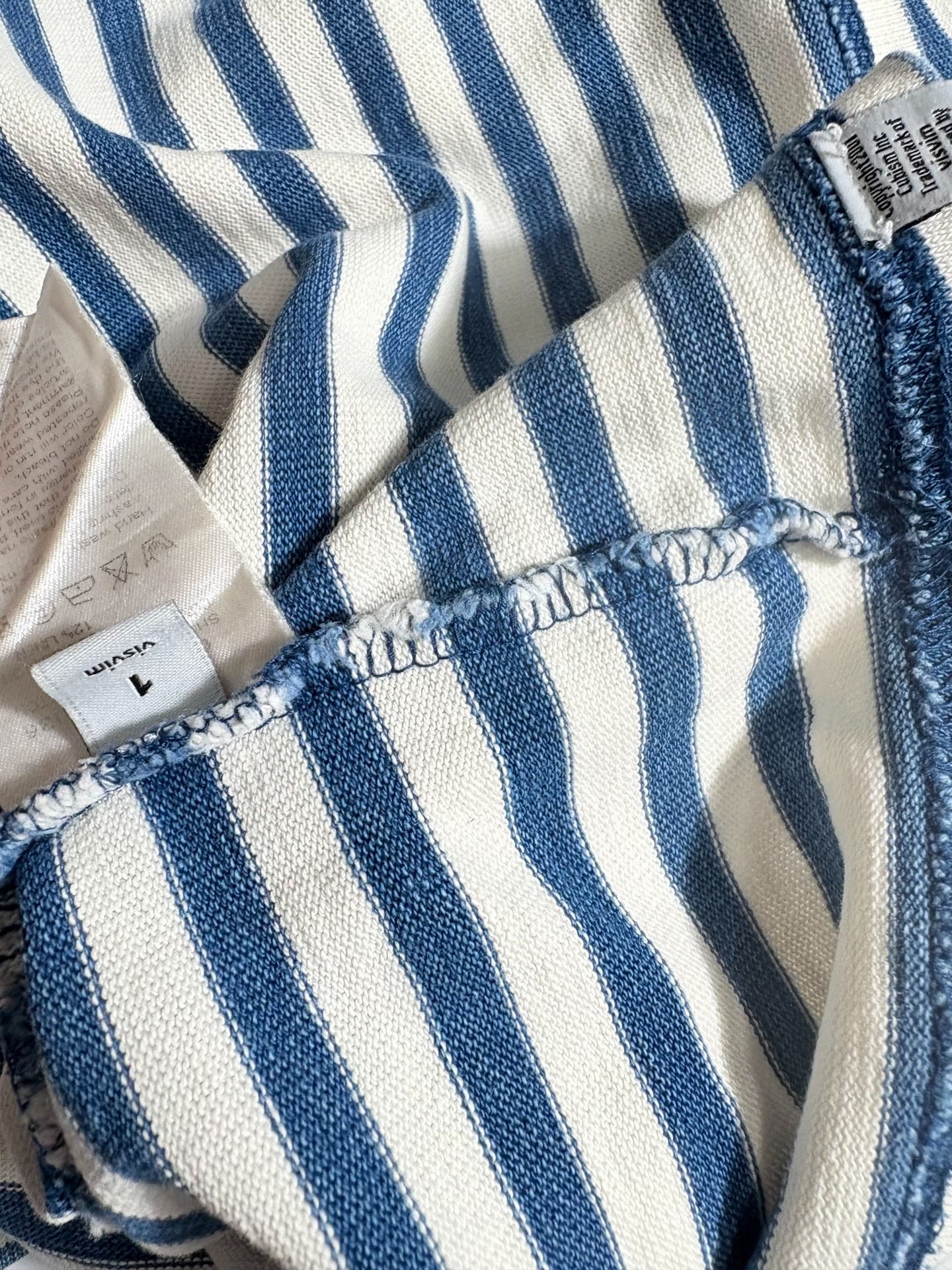 Visvim Border Long Indigo Stripe Longsleeve — label