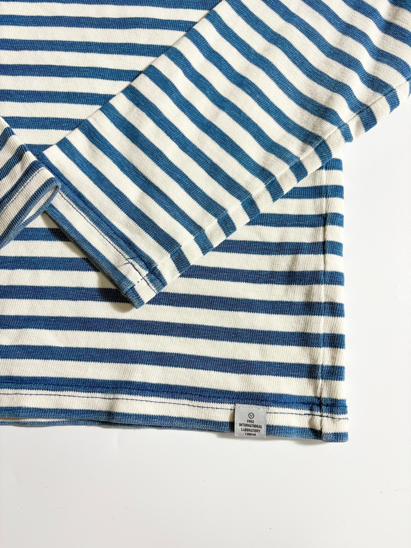 Visvim Border Long Indigo Stripe Longsleeve — detail