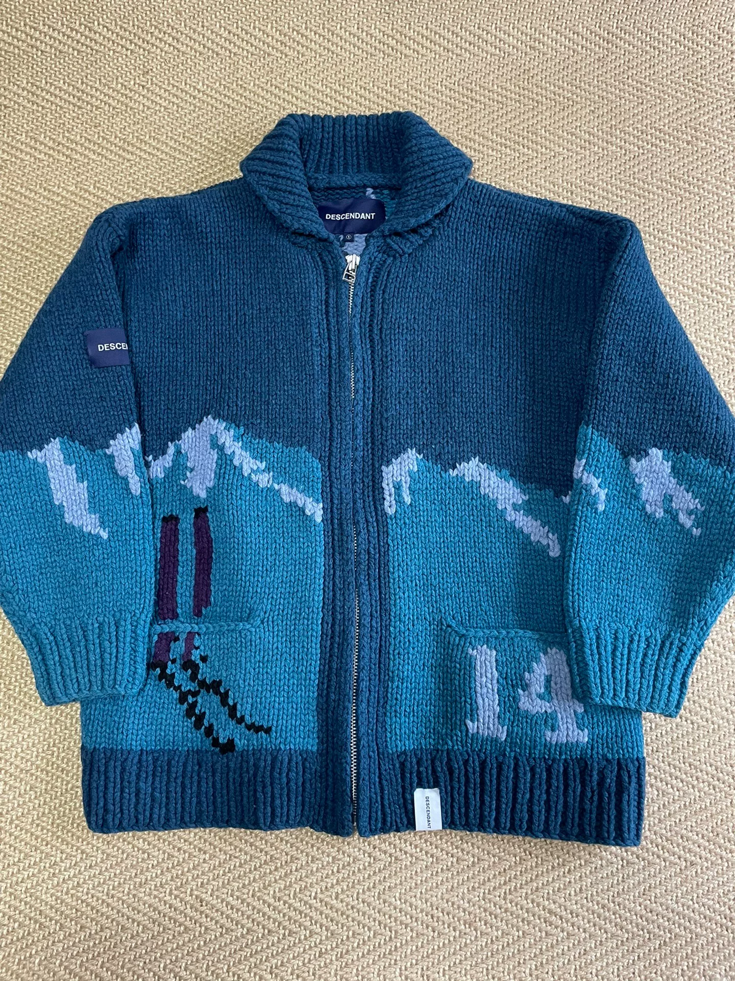 Descendant Ski Cowichan Knit Sweater Coat — label