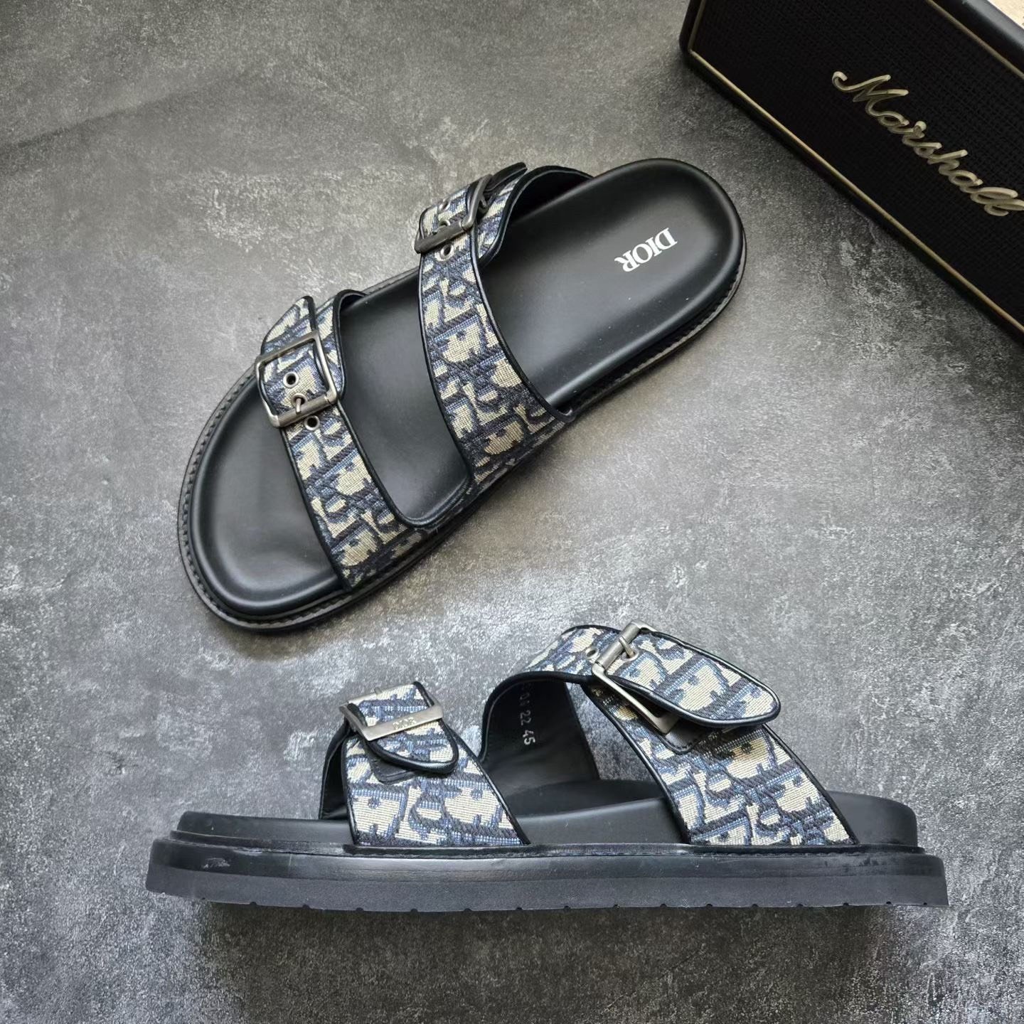 Dior AQUA Monogram Strap Sandals — detail