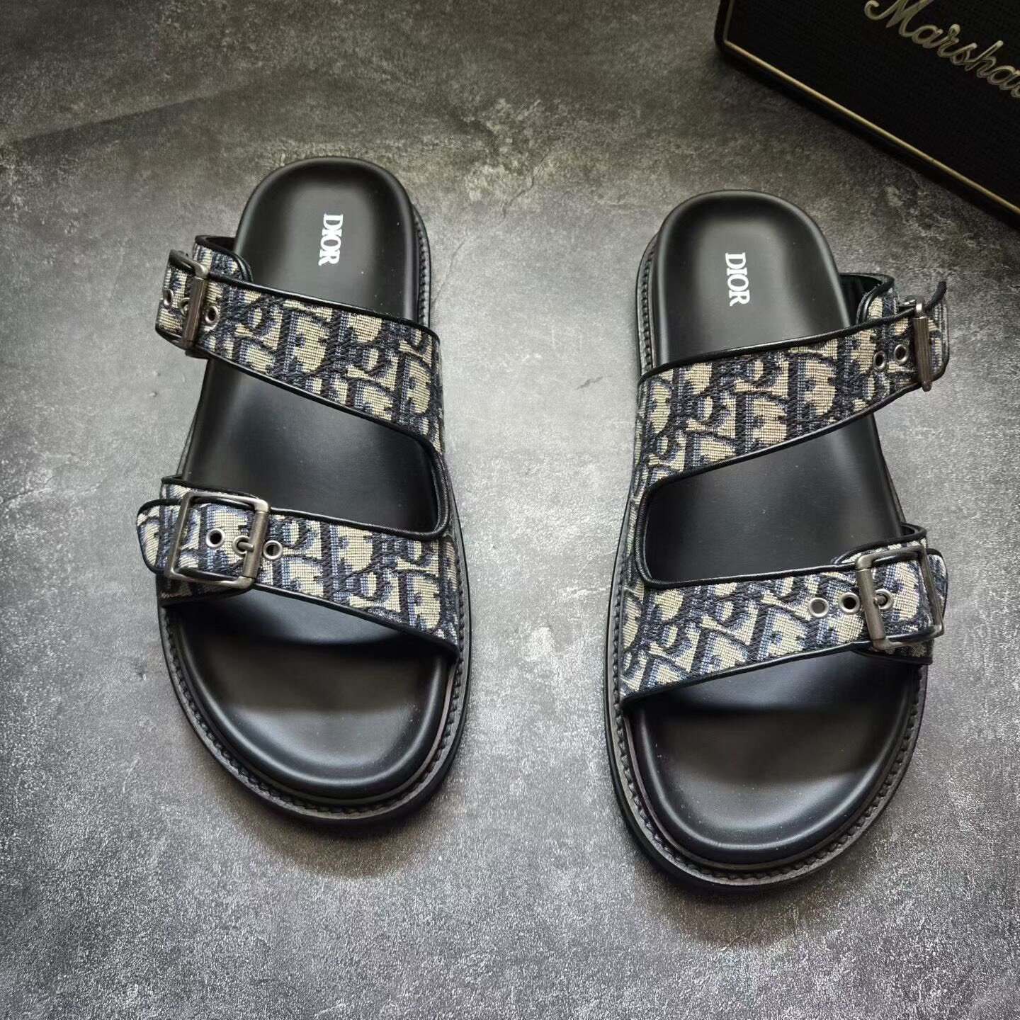 Dior AQUA Monogram Strap Sandals — front