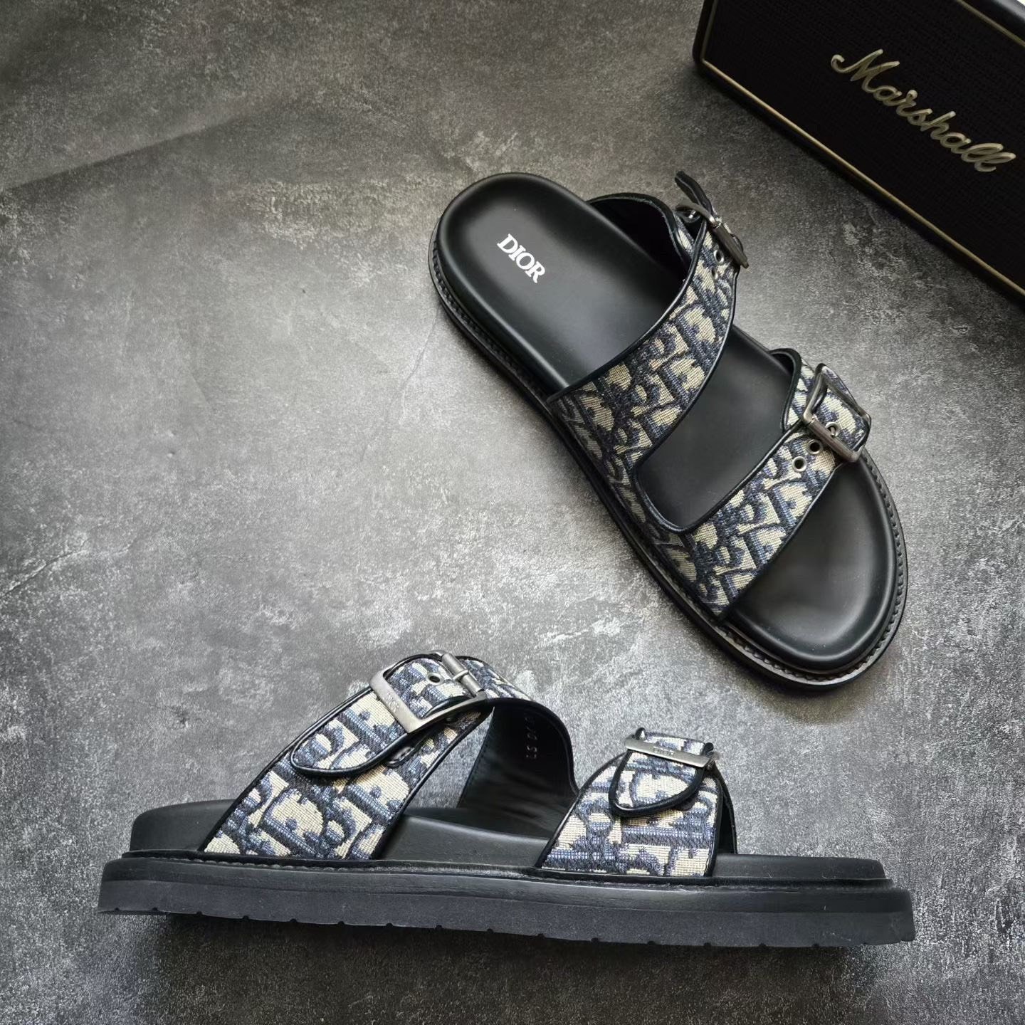 Dior AQUA Monogram Strap Sandals — back