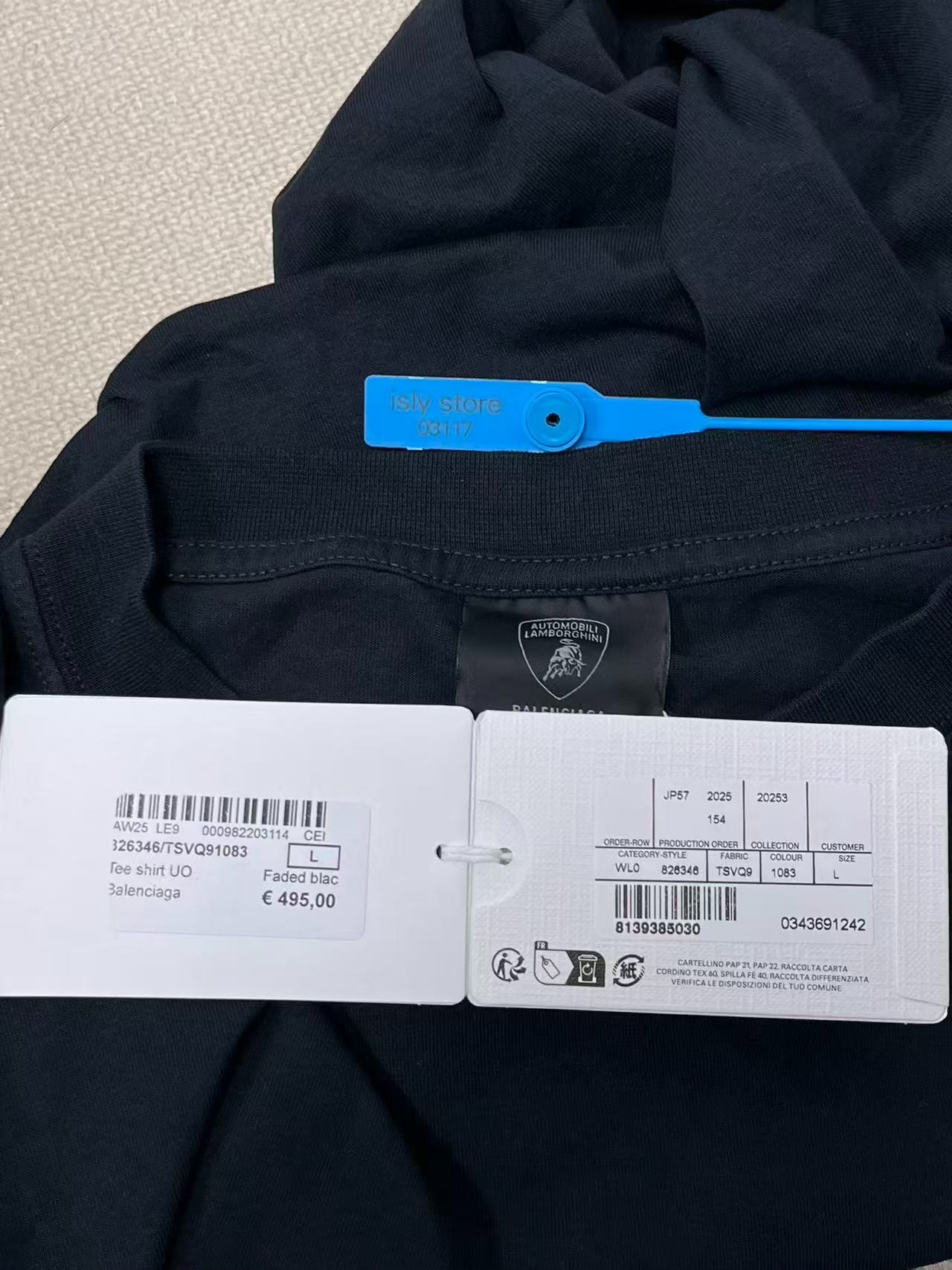 Balenciaga x Lamborghini Logo Short-Sleeve T-Shirt — label