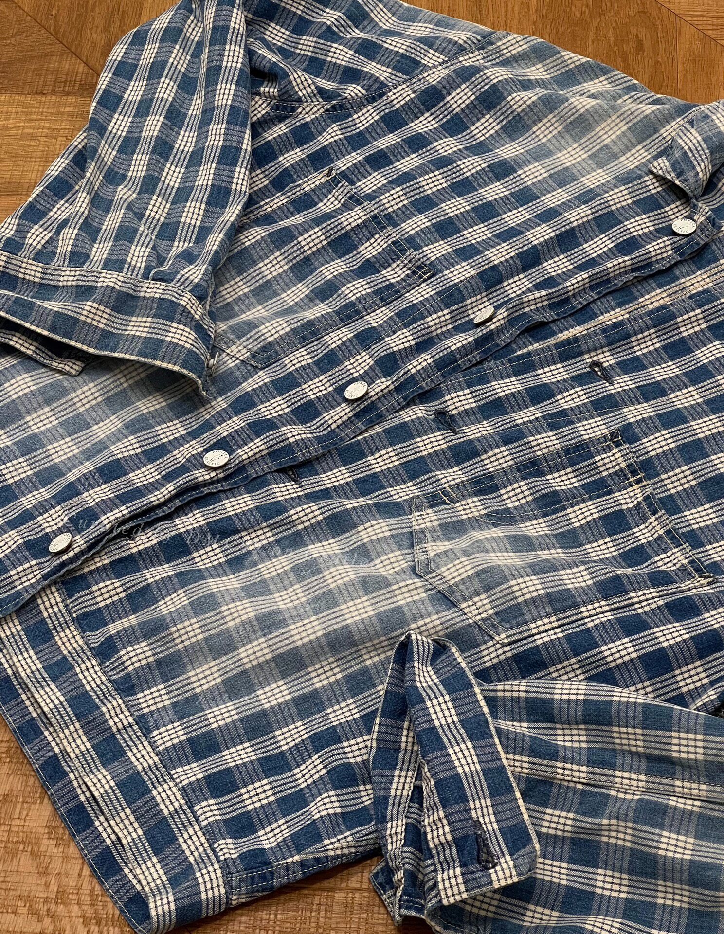 Porter Classic Indigo Plaid Work Jacket — detail