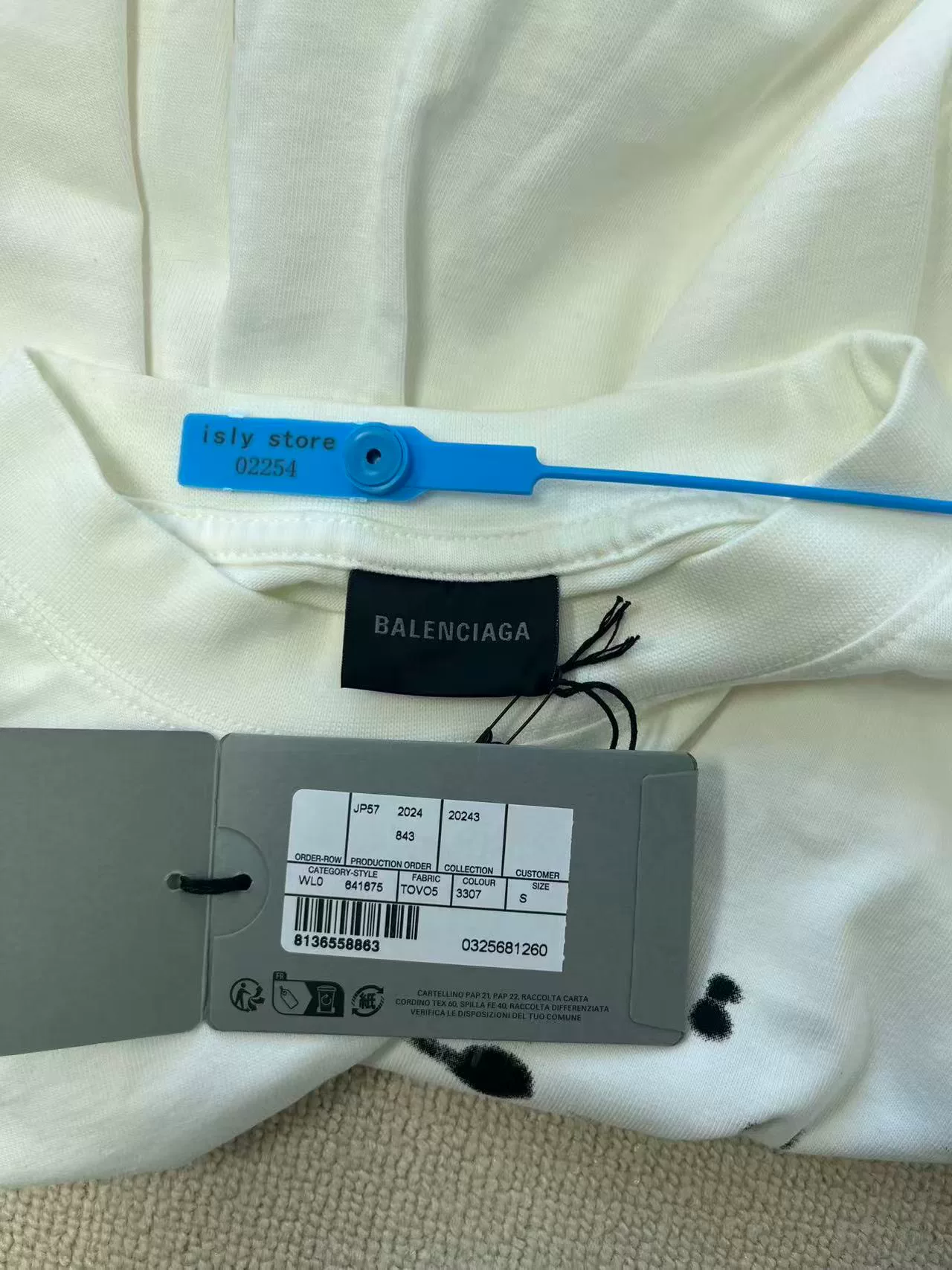 Balenciaga Letter Splatter Loose Drop Shoulder T-shirt — label