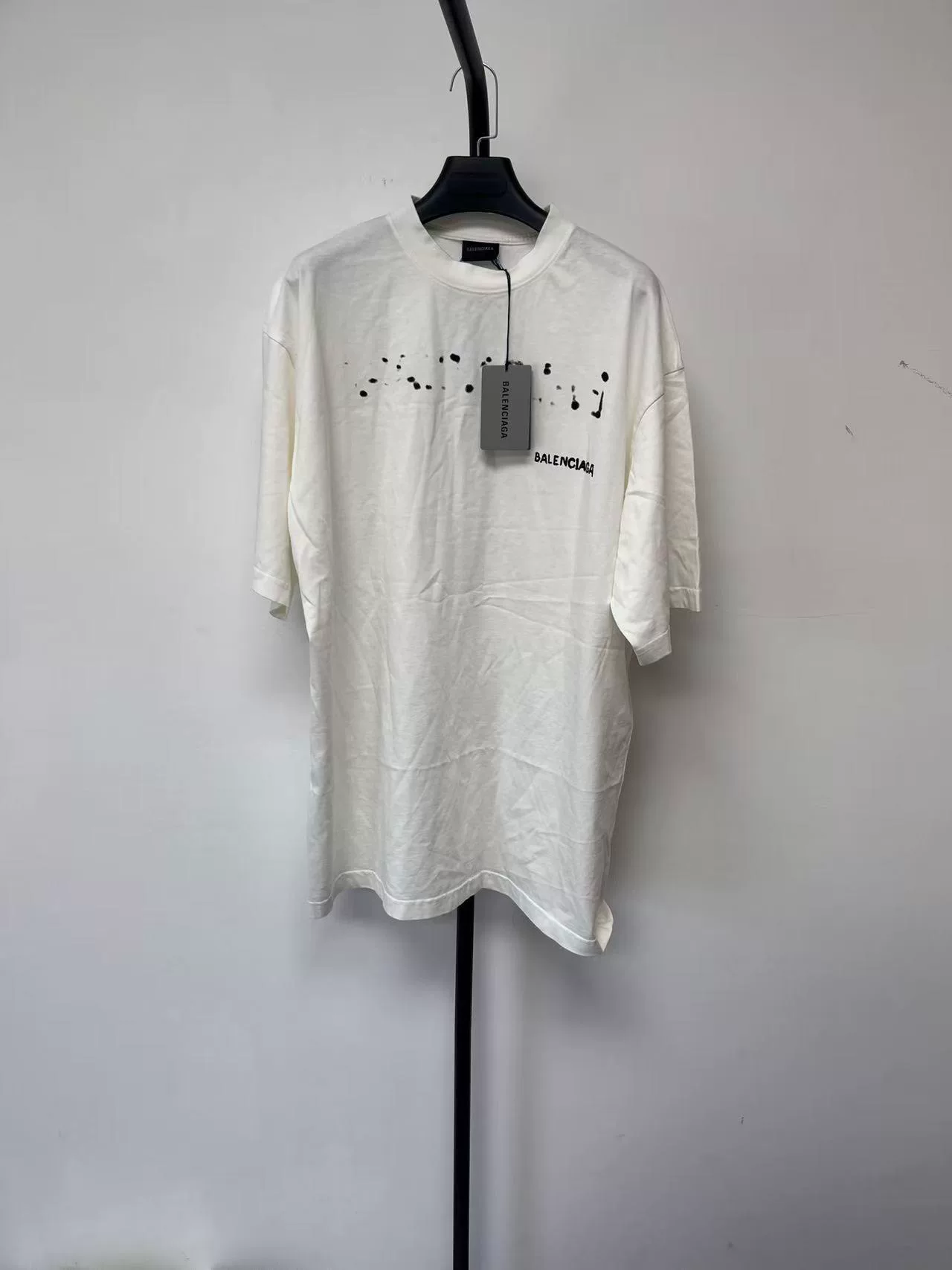 Balenciaga Letter Splatter Loose Drop Shoulder T-shirt