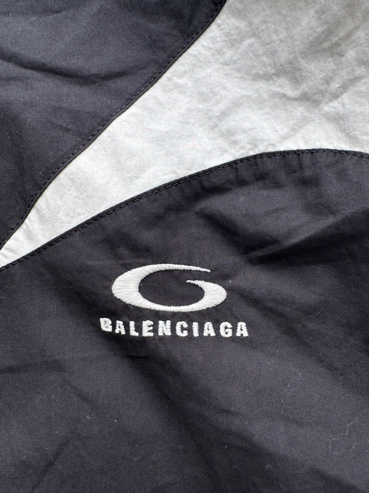 Balenciaga Large Circle Embroidered Logo Sport Jacket — detail