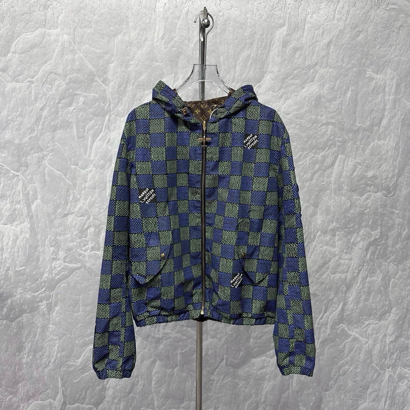 Louis Vuitton SS25 Damier Reversible Hooded Jacket — detail