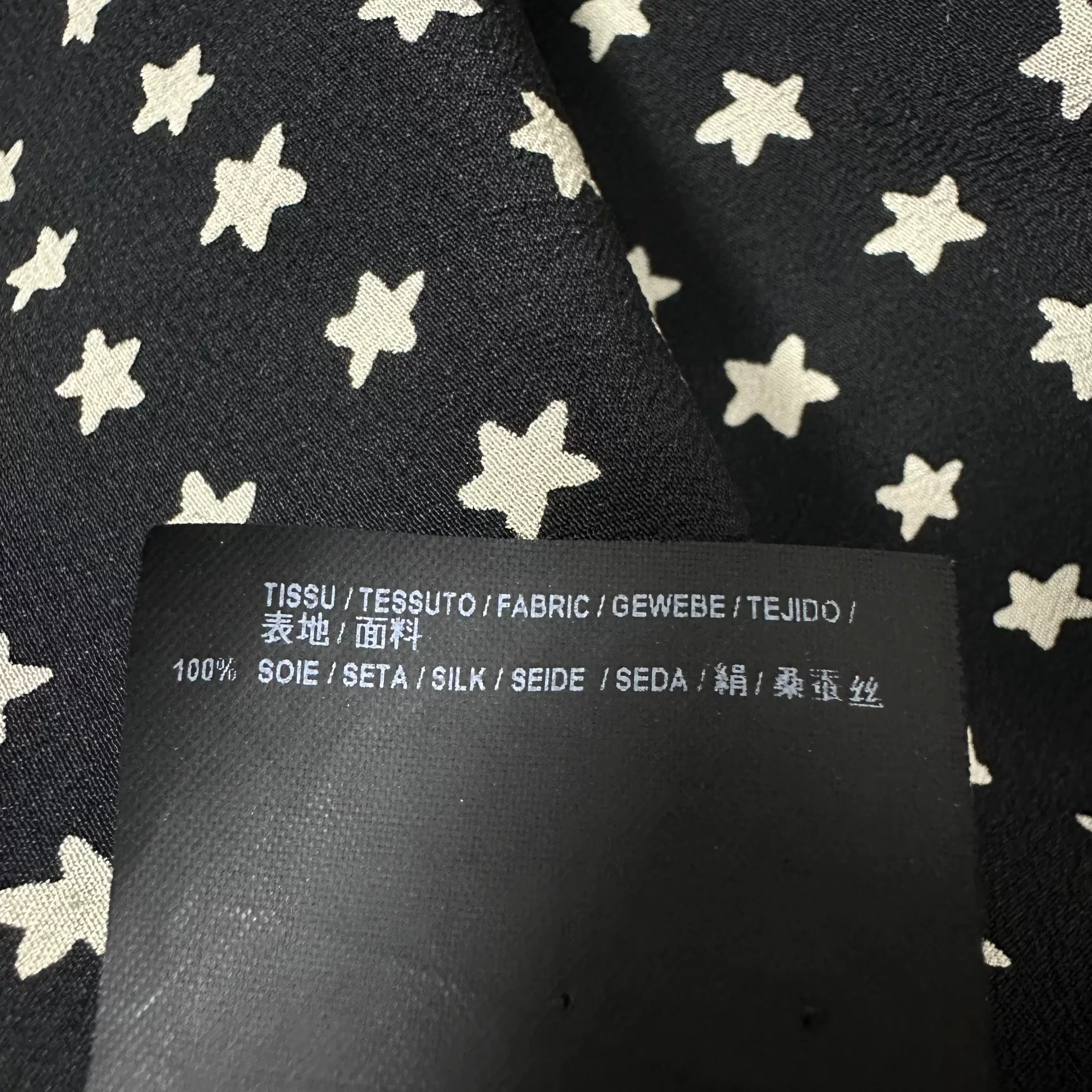 Saint Laurent Black Star Silk Shirt — label