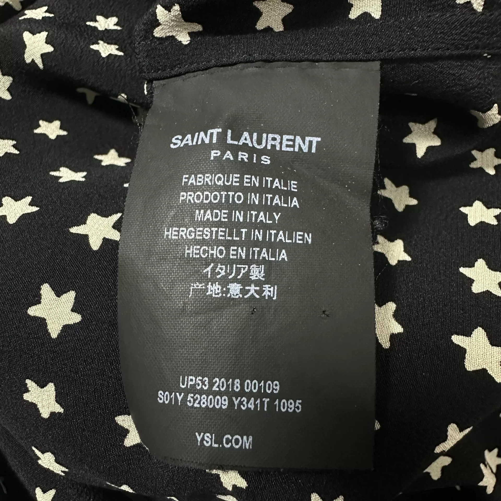 Saint Laurent Black Star Silk Shirt — back