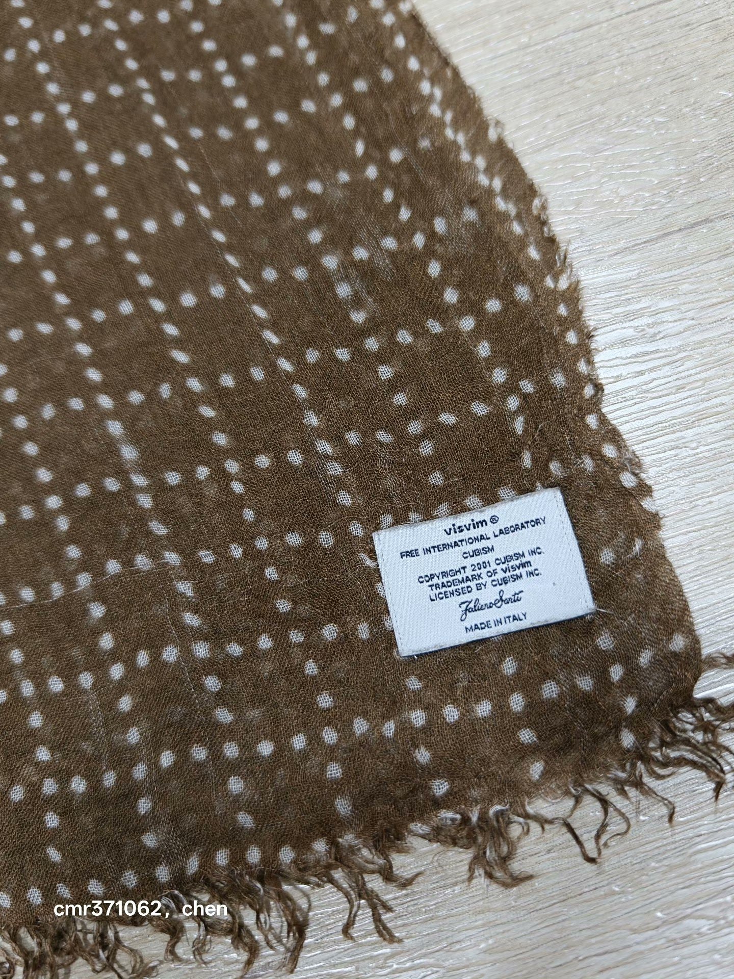 Visvim Epoch Stole Natural Dye Mud — label