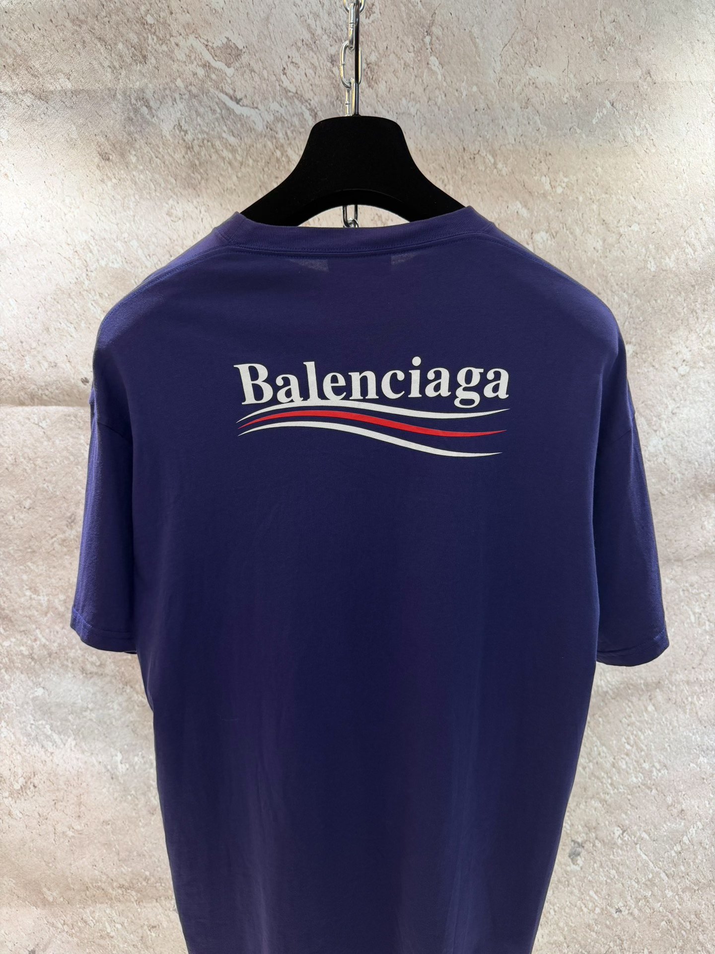 Balenciaga Purple Short-Sleeve Logo T-Shirt — back