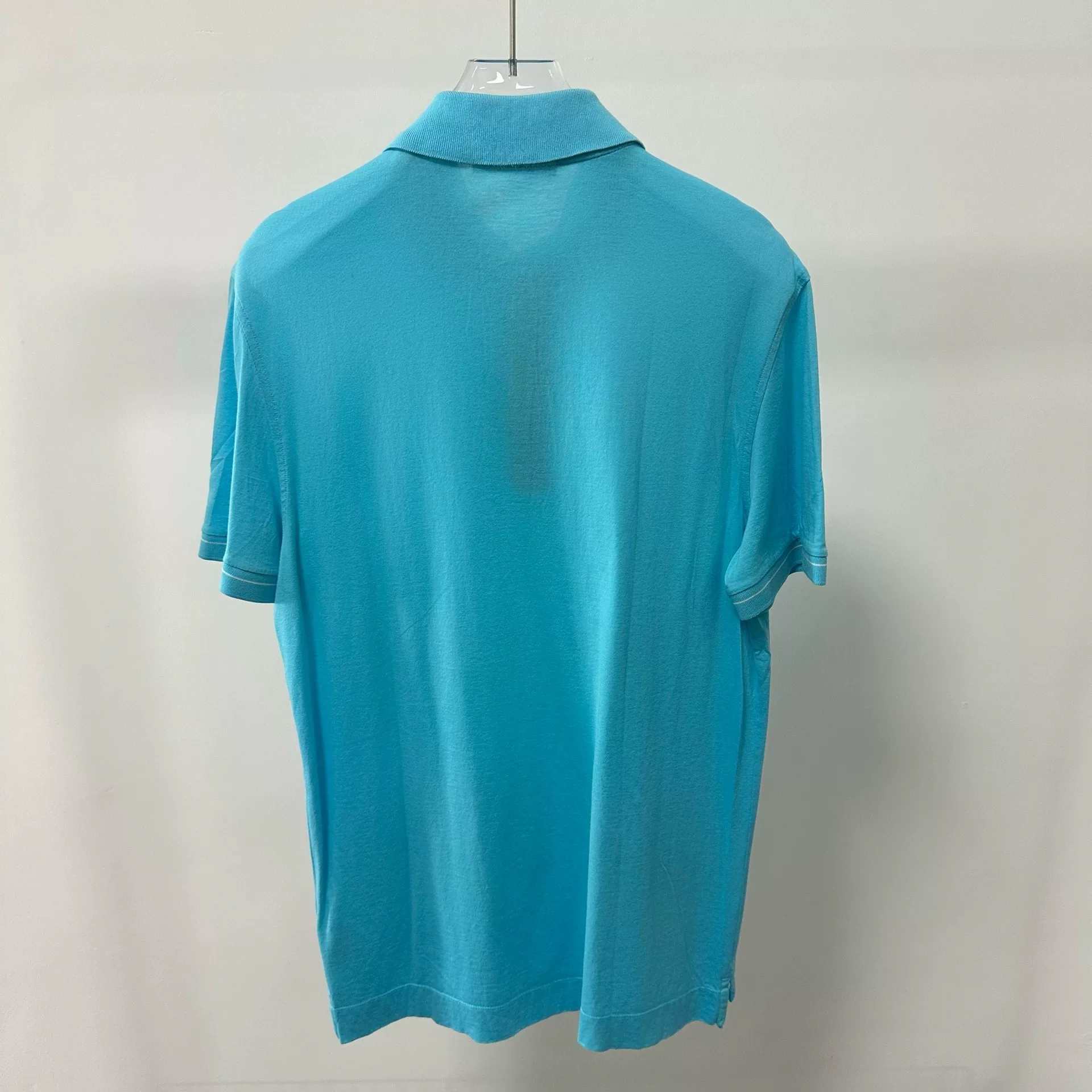 Zegna Light Blue Short-Sleeve Polo — detail