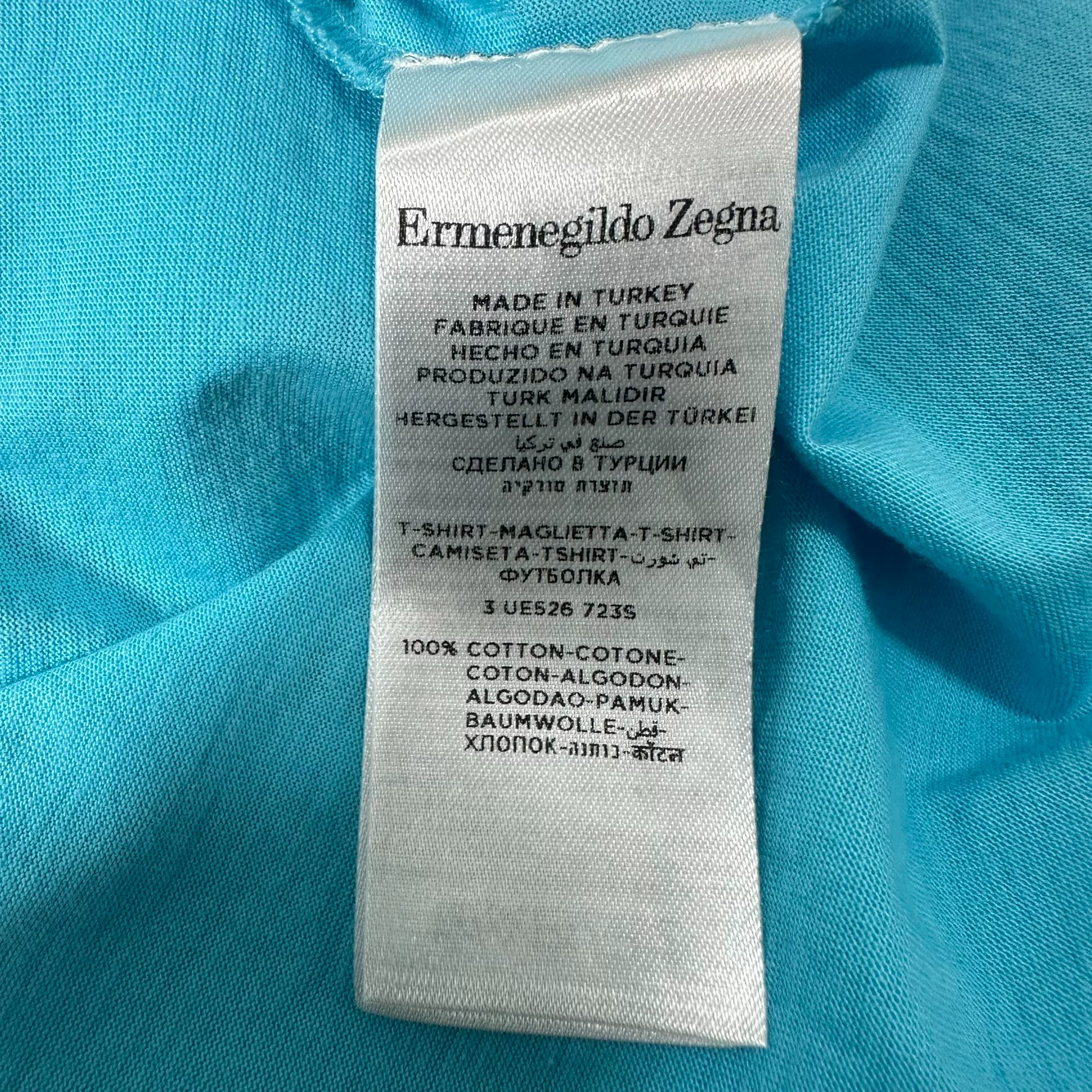 Zegna Light Blue Short-Sleeve Polo — back