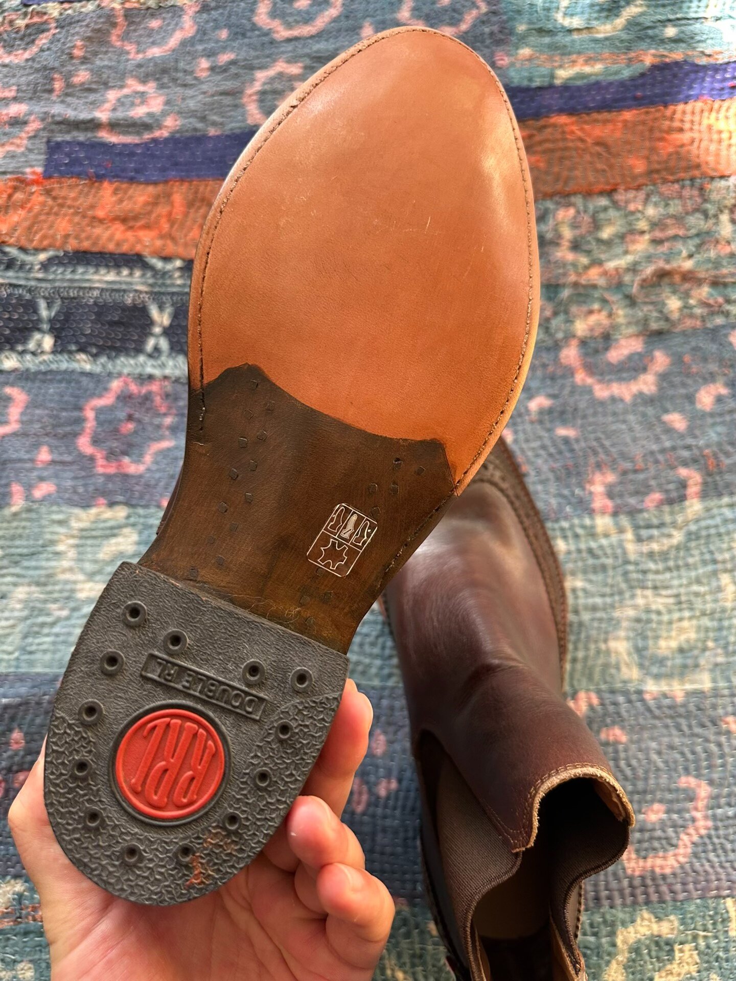 RRL Western Carved Chelsea Leather Boots — back