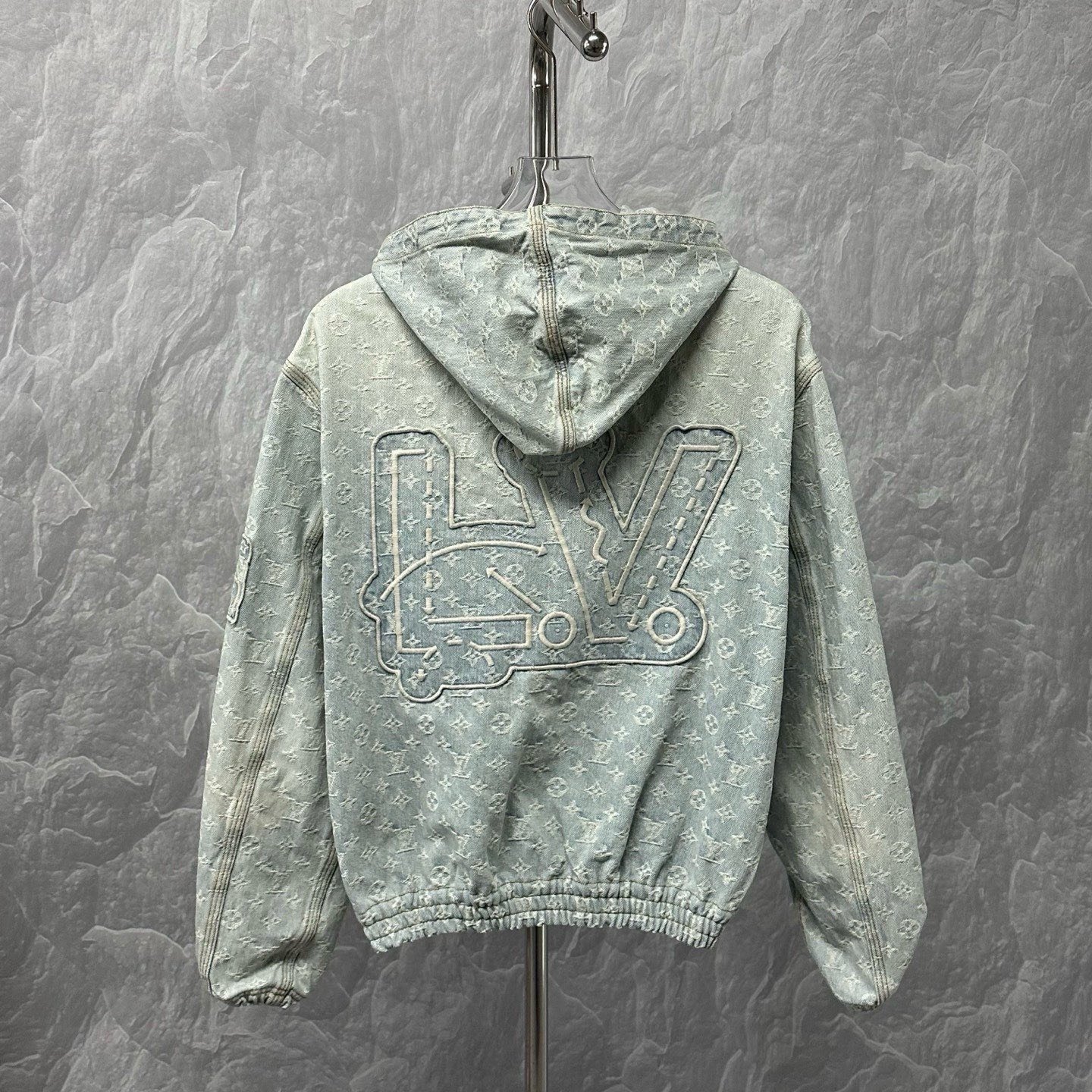 Louis Vuitton NBA Embroidered Hooded Denim Jacket — back