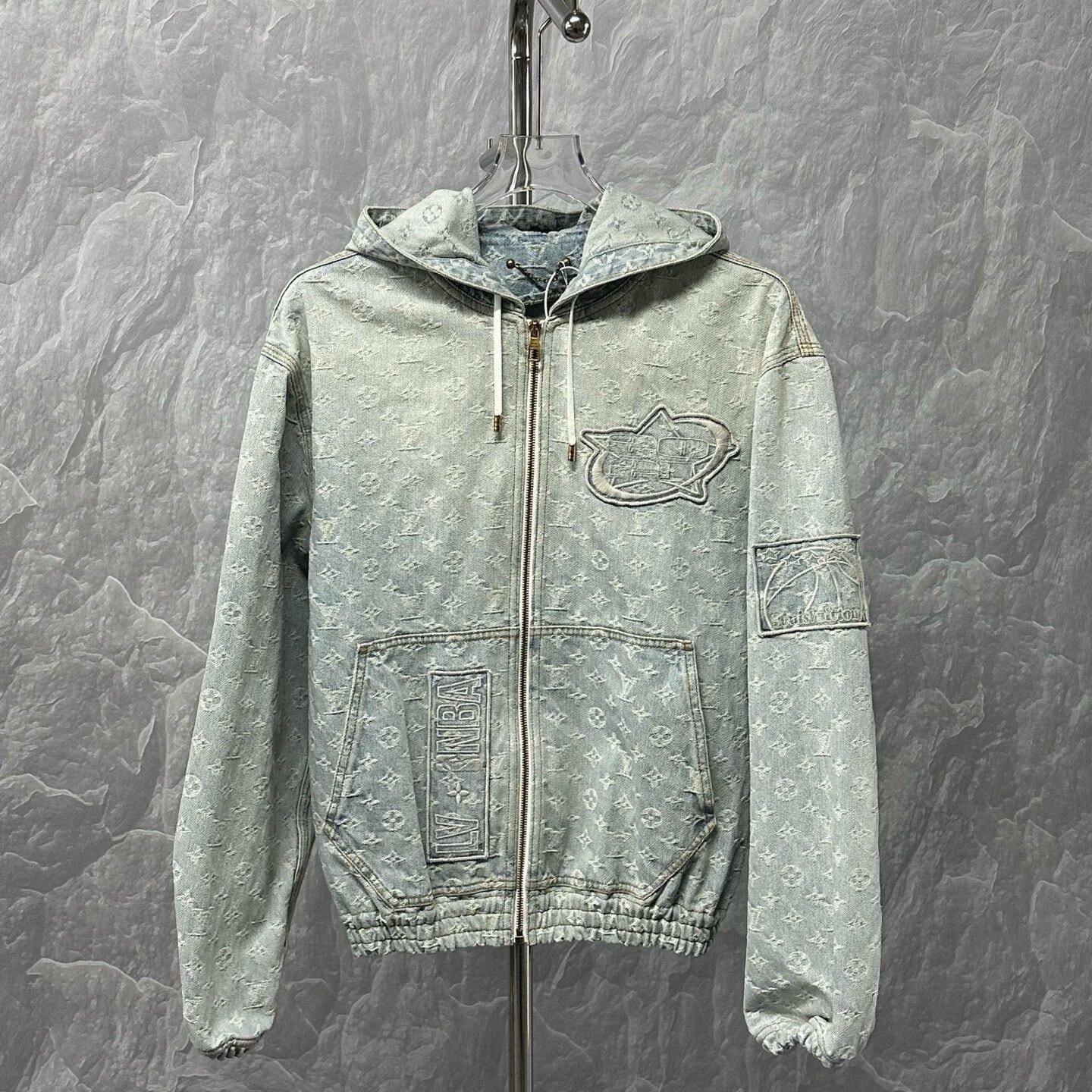Louis Vuitton NBA Embroidered Hooded Denim Jacket