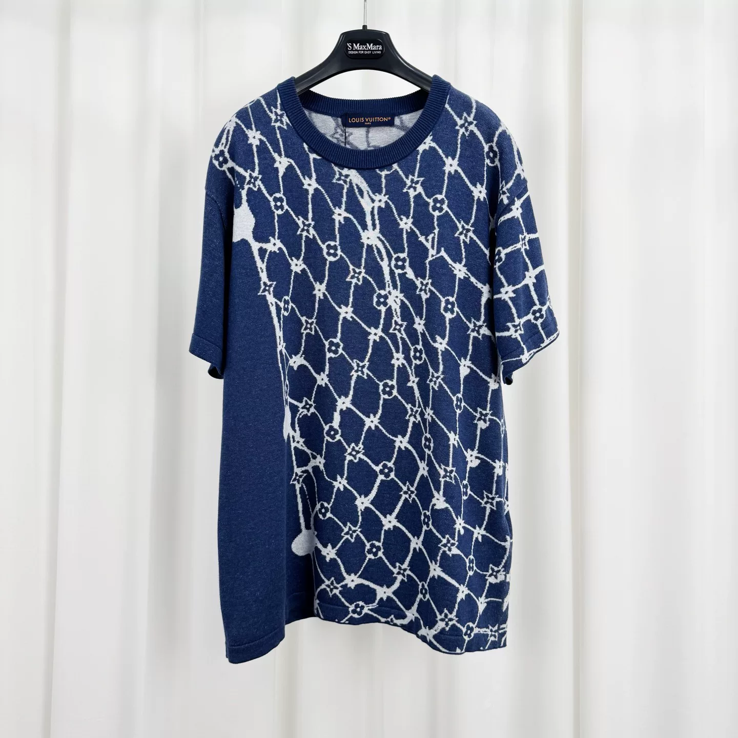 Louis Vuitton Blue Fishnet Knit Short-Sleeve Top