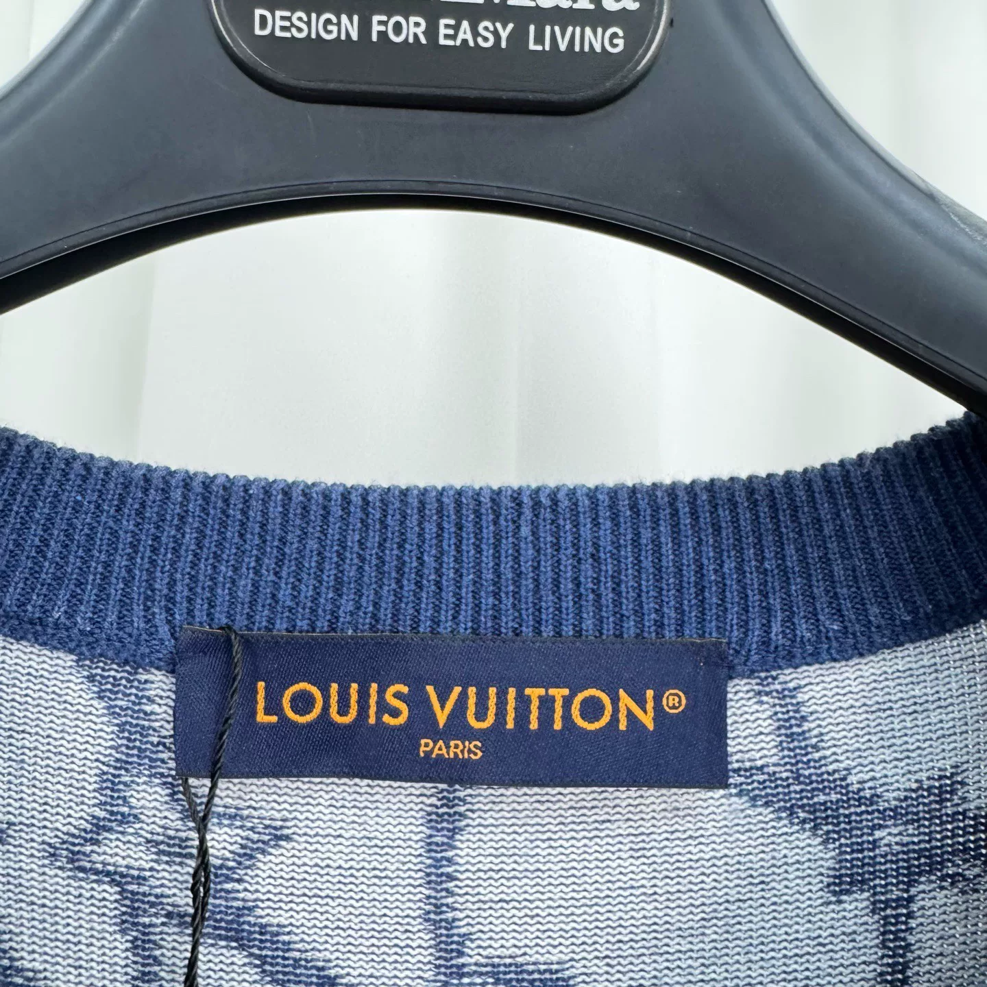 Louis Vuitton Blue Fishnet Knit Short-Sleeve Top — label